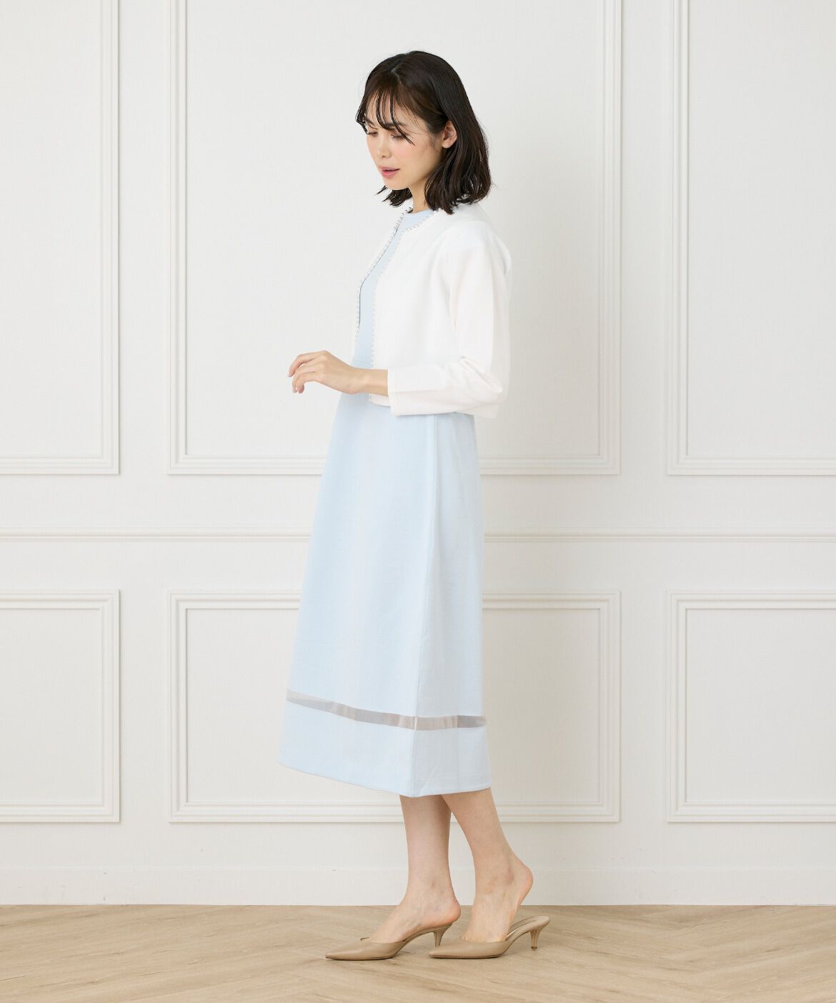 Maglie le cassetto「《M Maglie le cassetto》シアーラインニットワンピース」|ワンピース|