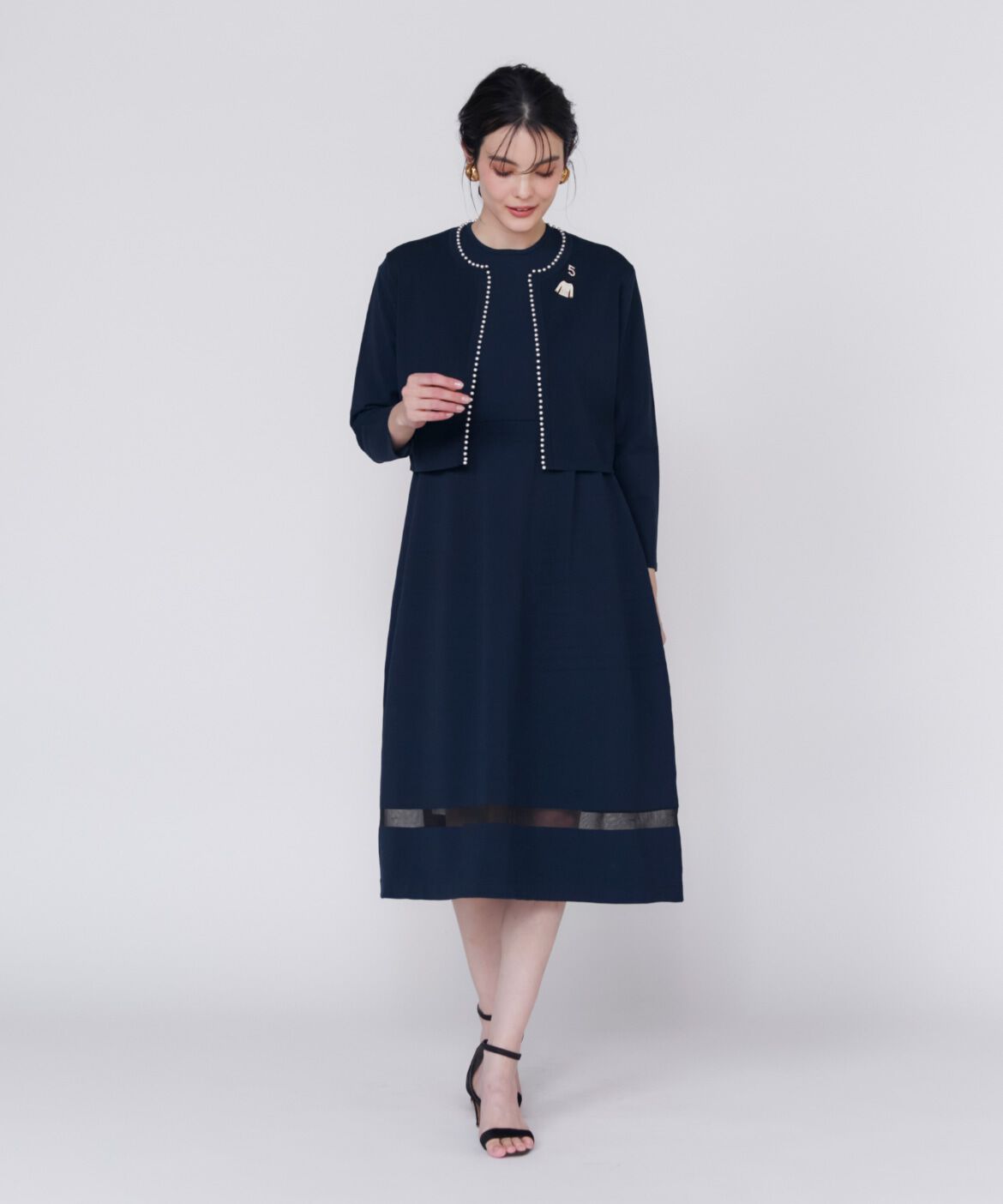 Maglie le cassetto「《M Maglie le cassetto》シアーラインニットワンピース」|ワンピース|