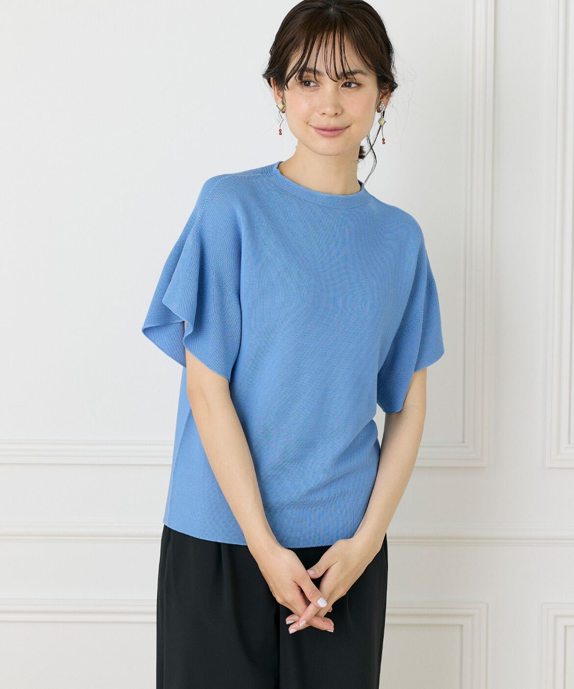 INED「《WEB限定》ガーター編みフレアスリーブサマーニット《Cuoo》」|ニット・セーター|