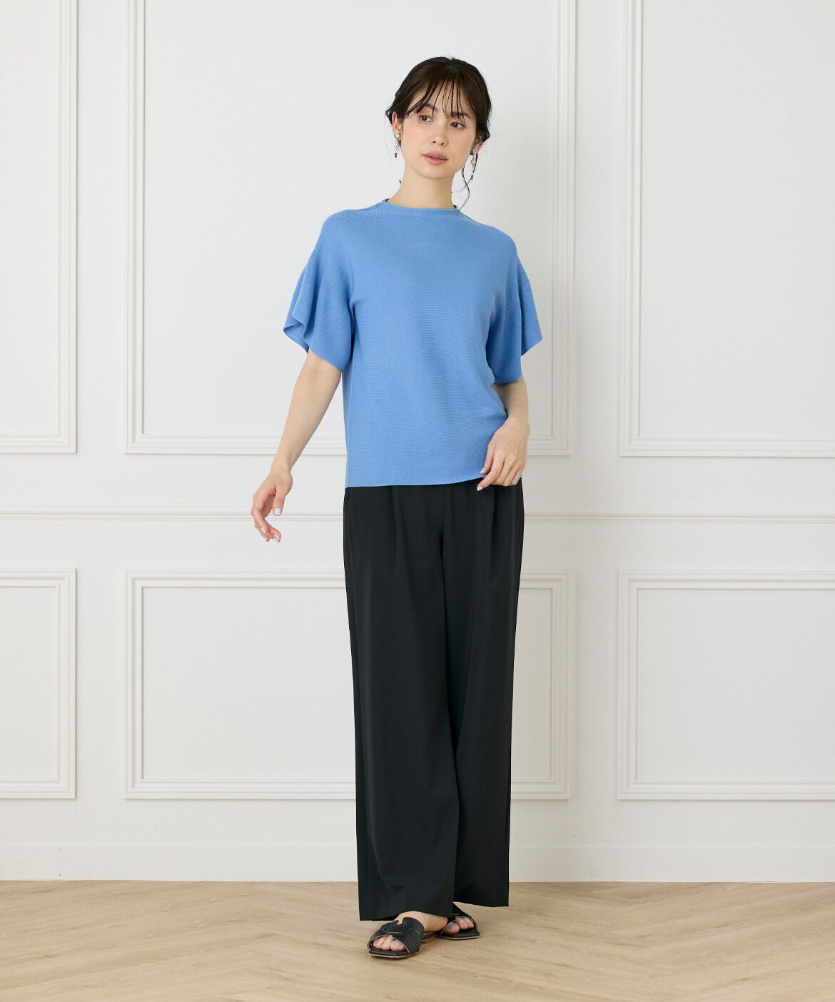 INED「《WEB限定》ガーター編みフレアスリーブサマーニット《Cuoo》」|ニット・セーター|