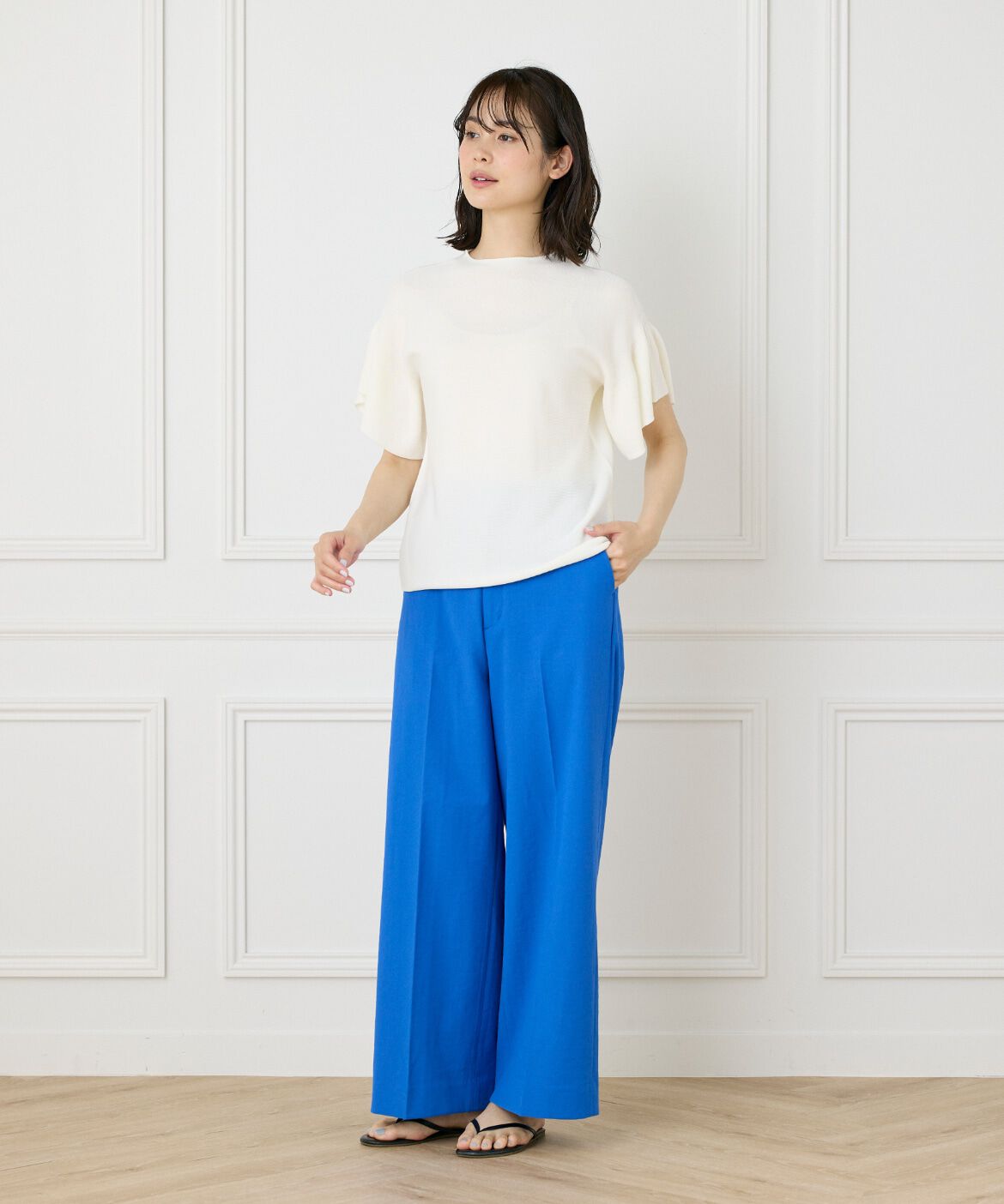 INED「《WEB限定》ガーター編みフレアスリーブサマーニット《Cuoo》」|ニット・セーター|