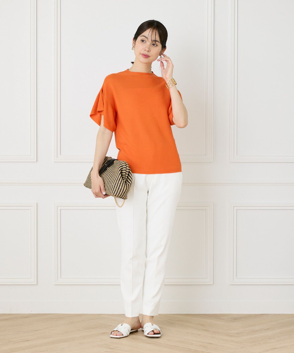 INED「《WEB限定》ガーター編みフレアスリーブサマーニット《Cuoo》」|ニット・セーター|