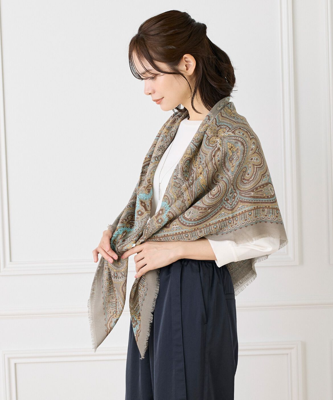 Le Souk「ウールライク　大判ストール」|ストール|グレー1