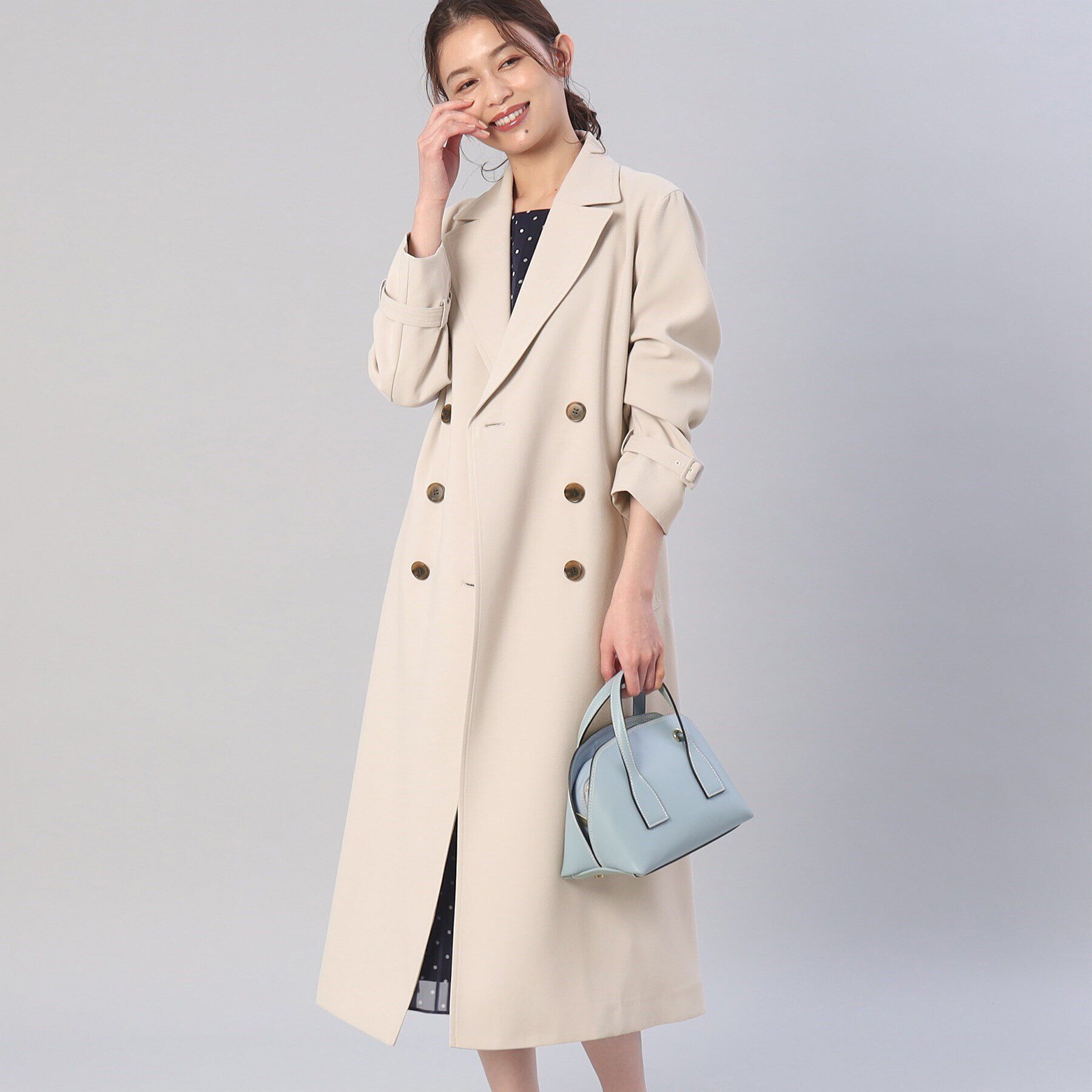 UNTITLED「【オフィスからセレモニーまで！】バックサテン きれいめトレンチコート」|トレンチコート|ライトベージュ(05