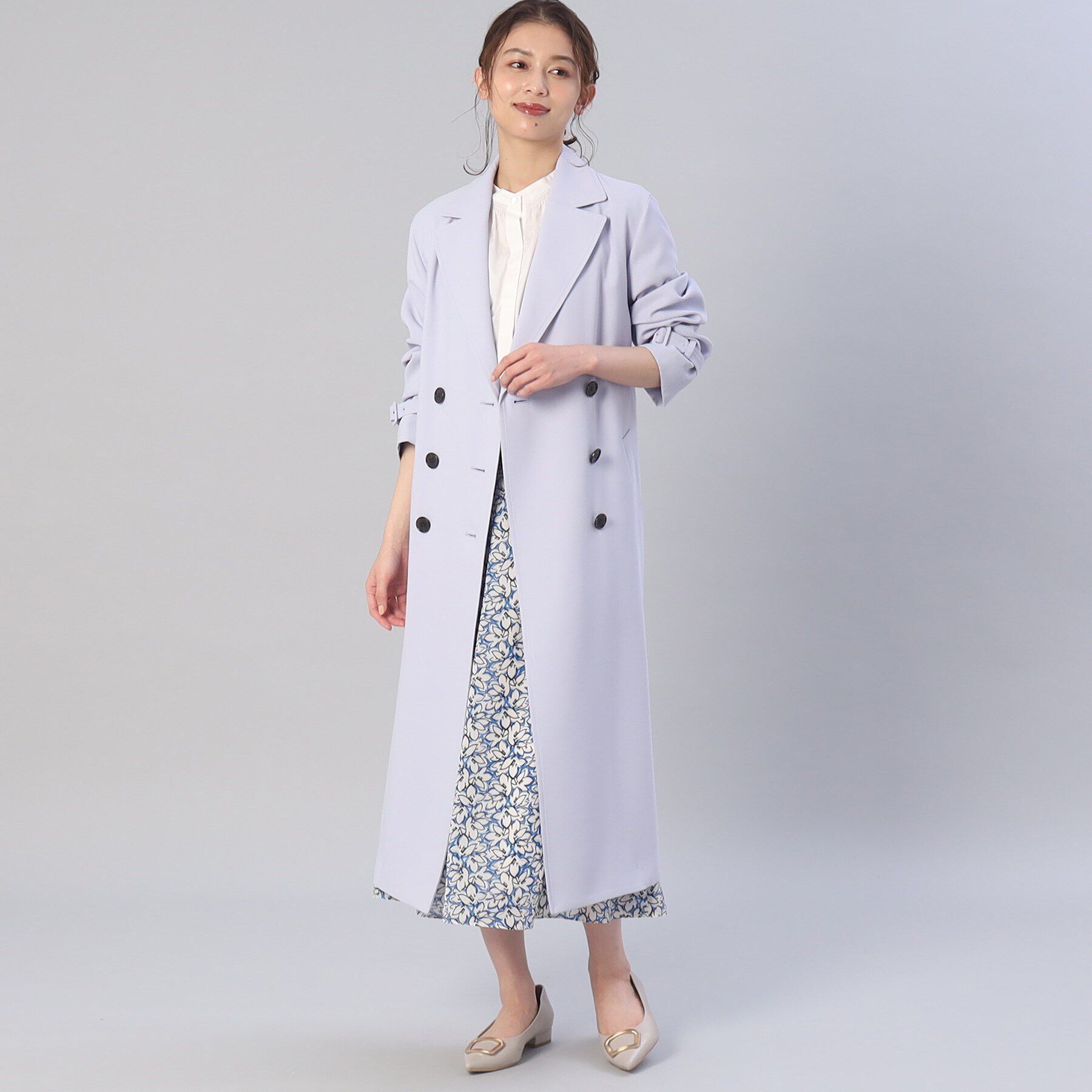 UNTITLED「【オフィスからセレモニーまで！】バックサテン きれいめトレンチコート」|トレンチコート|