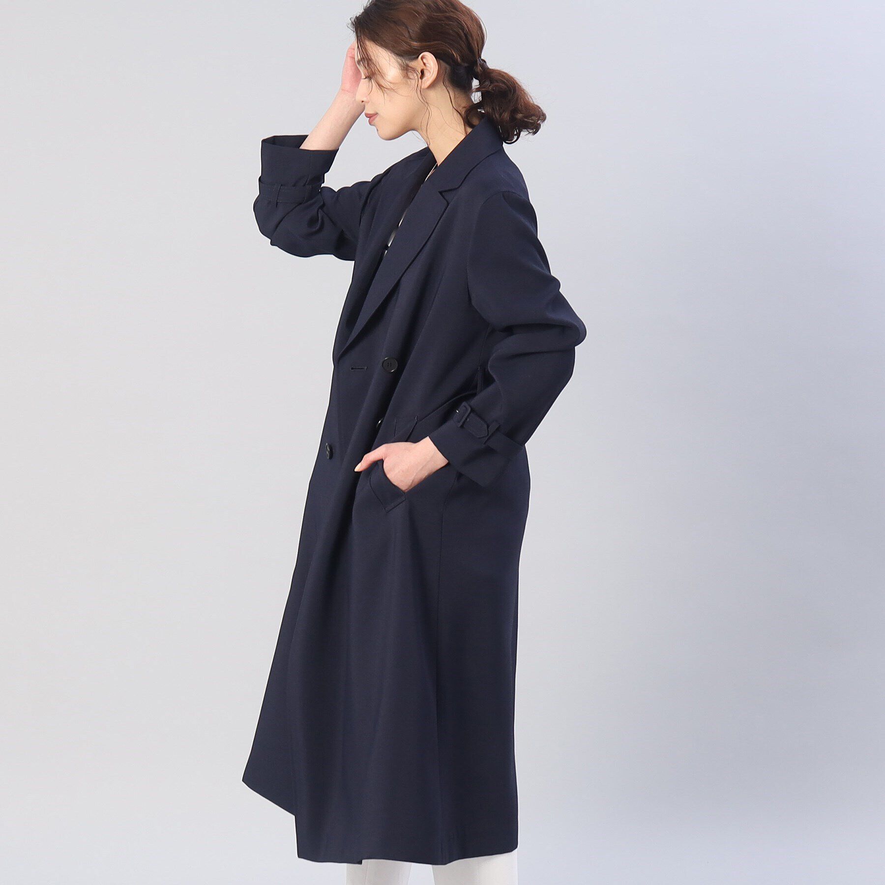 UNTITLED「【オフィスからセレモニーまで！】バックサテン きれいめトレンチコート」|トレンチコート|