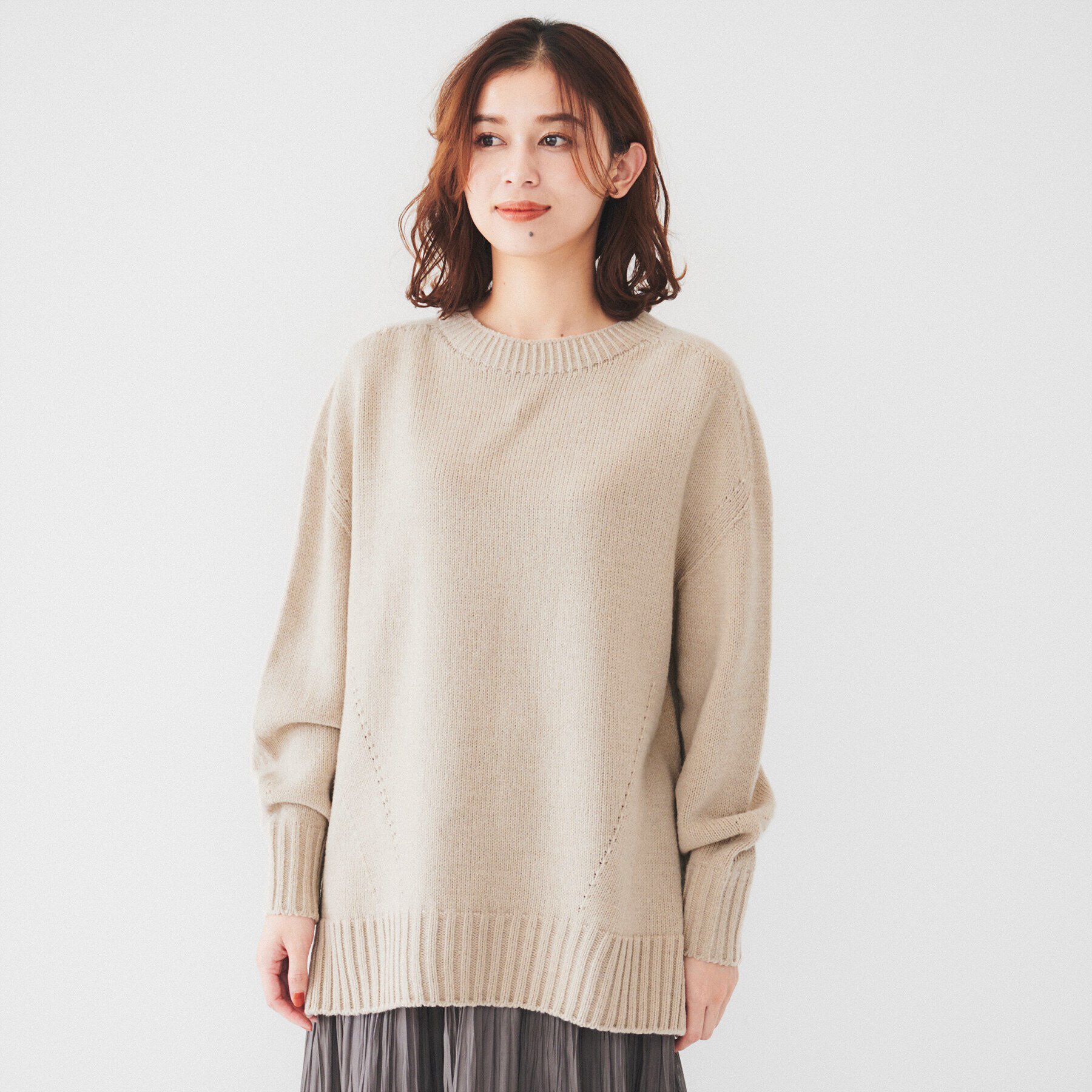 UNTITLED「【洗える/体型カバー】ミドルゲージ ロング丈ニット」|ニット・セーター|