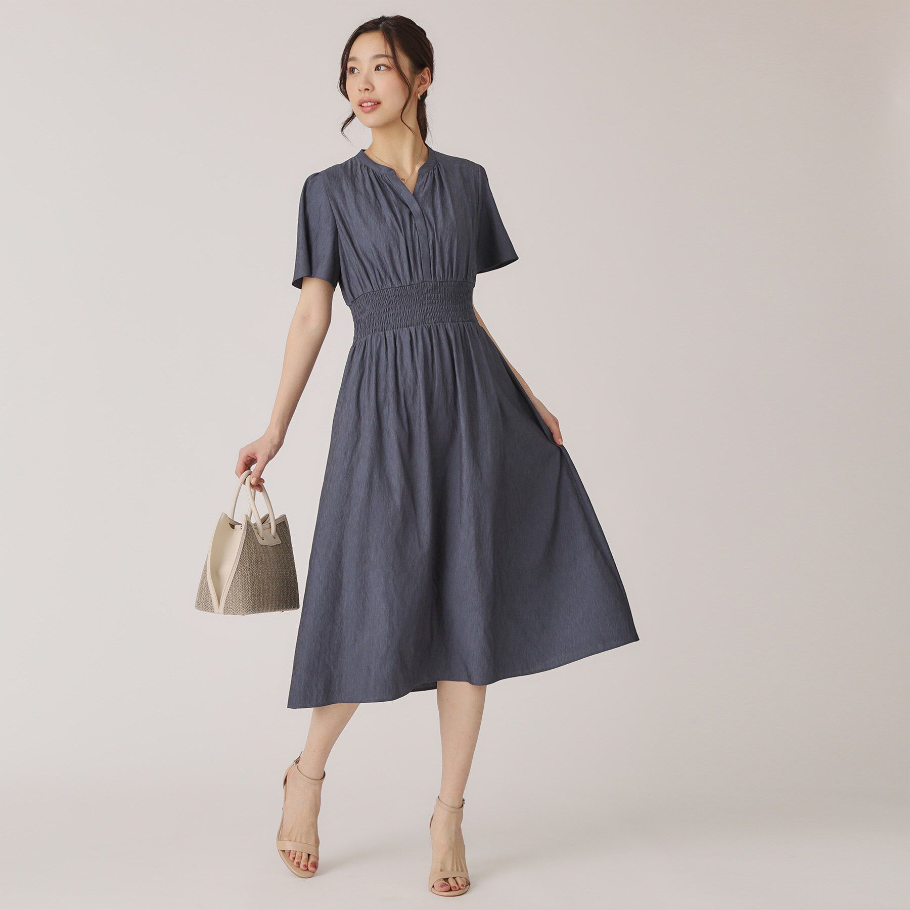 COUP DE CHANCE「【洗える／裏なし】ゴムシャーリングデザインのワンピース」|ワンピース|