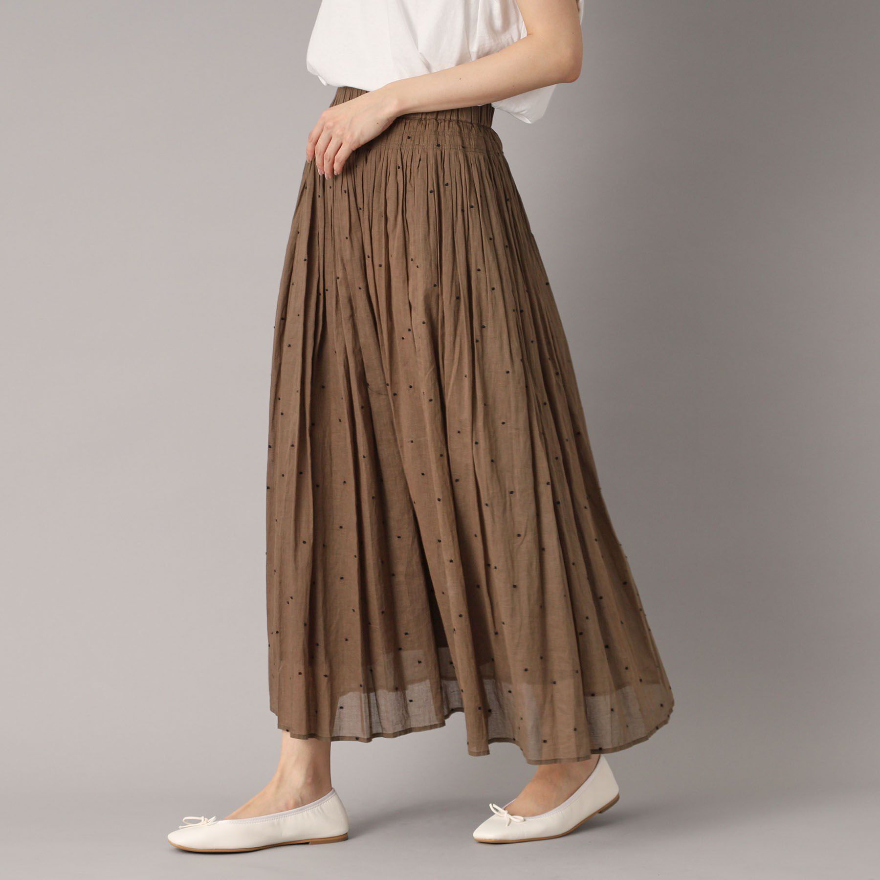 DRESSTERIOR「【ウエストゴム/裏地あり】イージーウエストドット刺繍スカート」|スカート|