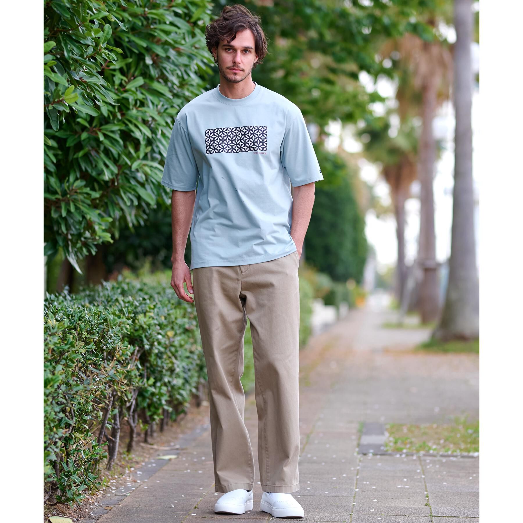 DRESSTERIOR「【接触冷感/UVカット】BACK BREEZE TECH オーバーラップサークルプリントTシャツ」|Tシャツ・カットソー|