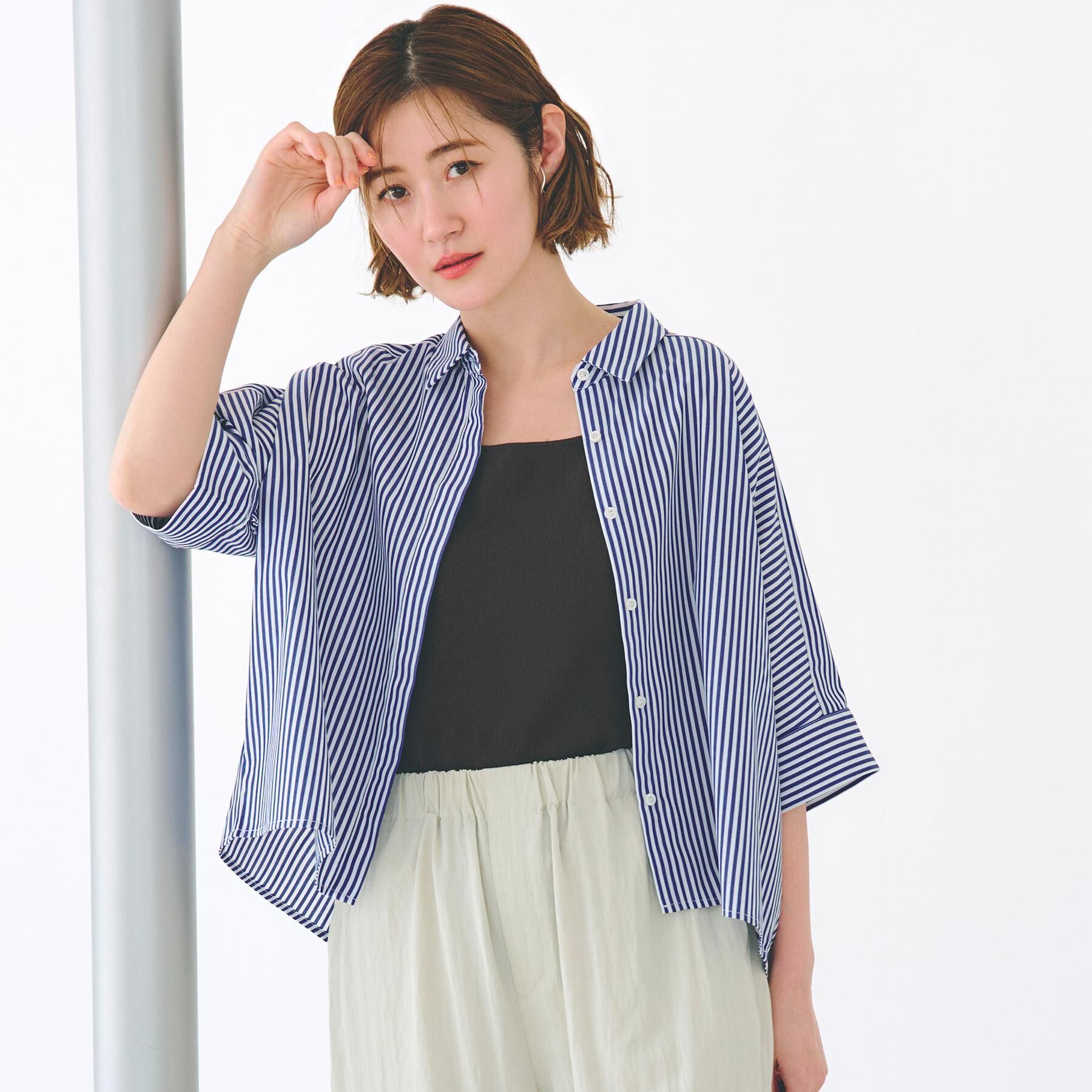 grove「【夏に嬉しい機能付き】ドルマンクロップドシャツ」|シャツ・ブラウス|ロンスト(394)