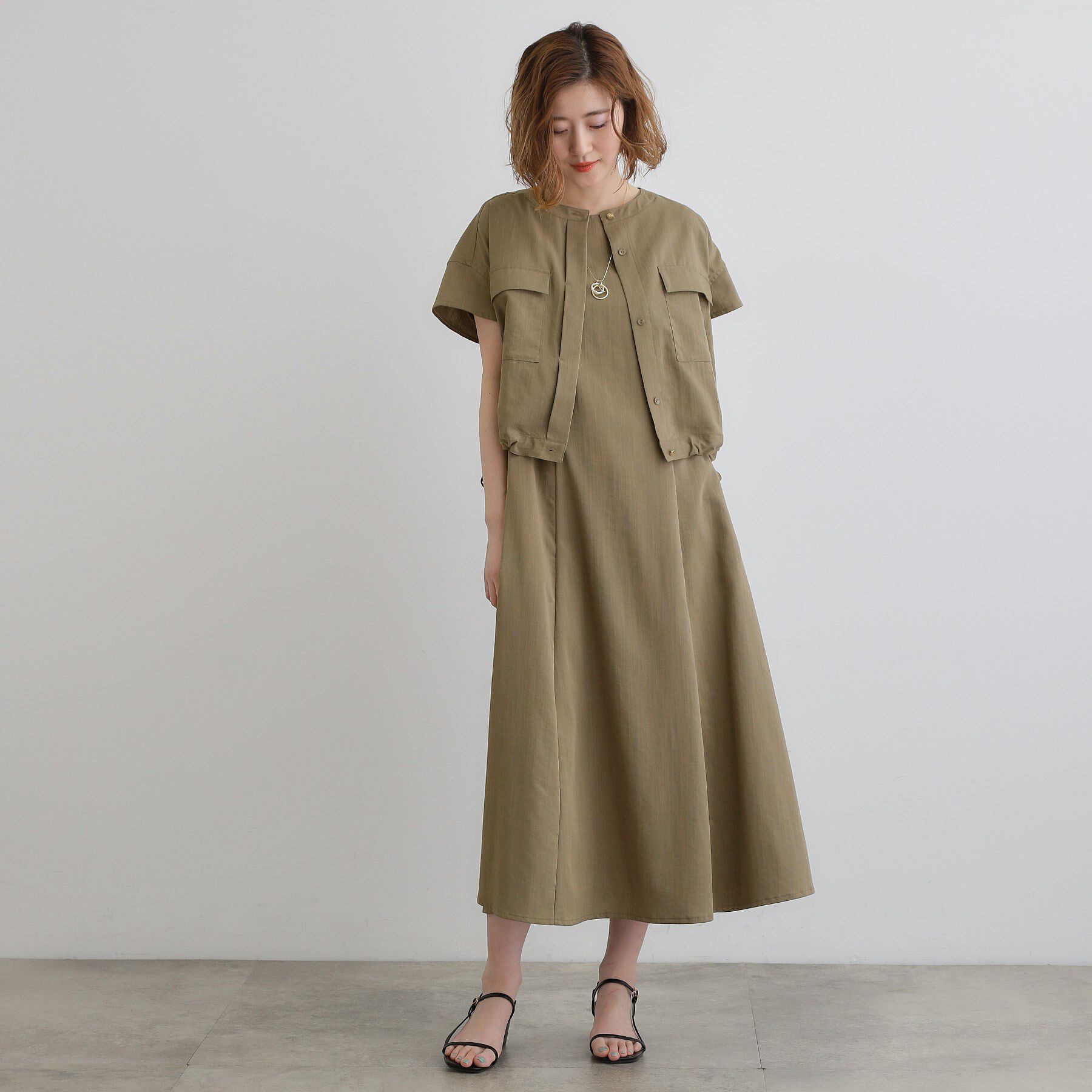 grove「【品よく着こなす、大人のワークスタイル】ワークジャケット&times;ワンピースセット」|ワンピース|