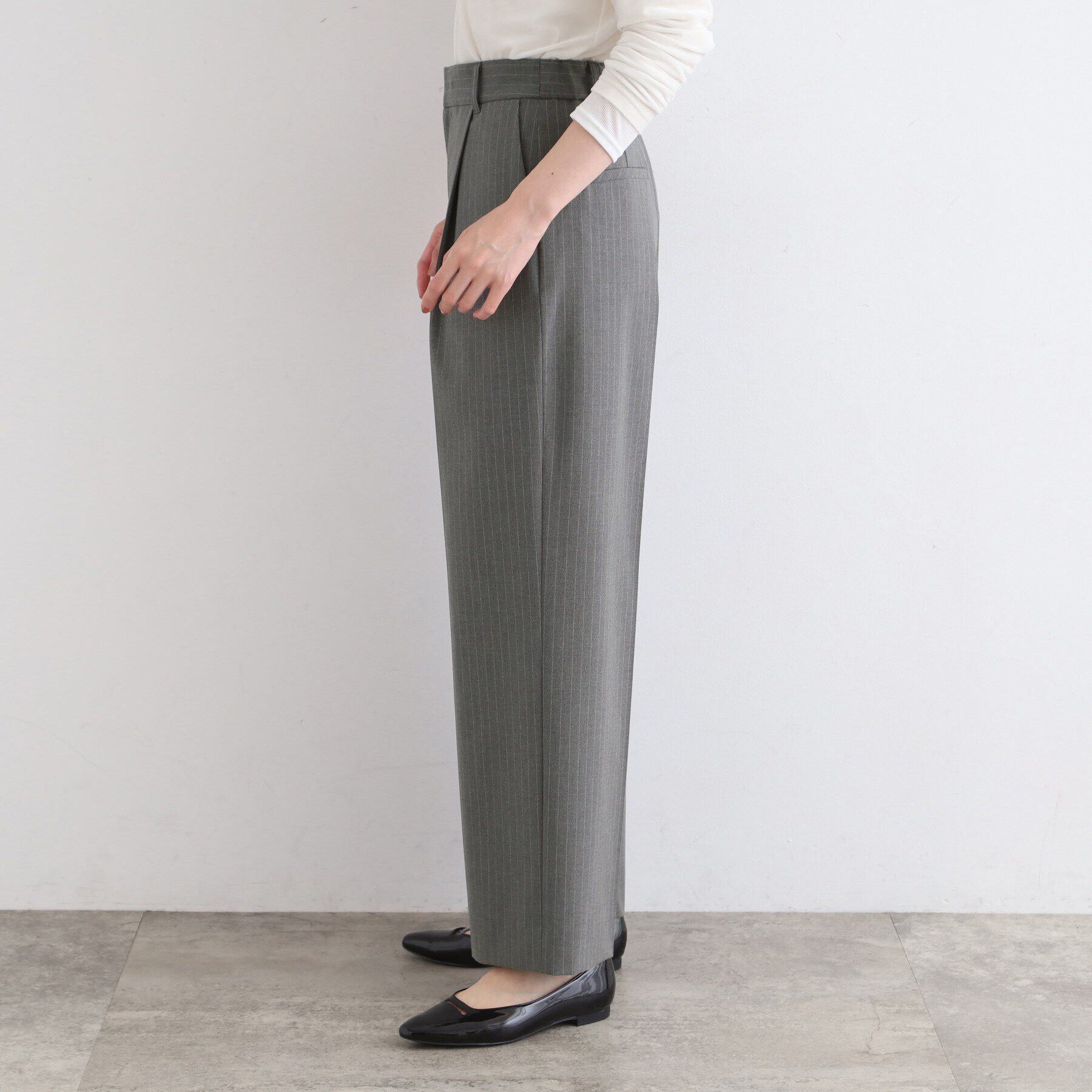 INDIVI「【洗える／SETUP可能】ウール調タックワイドパンツ」|その他|