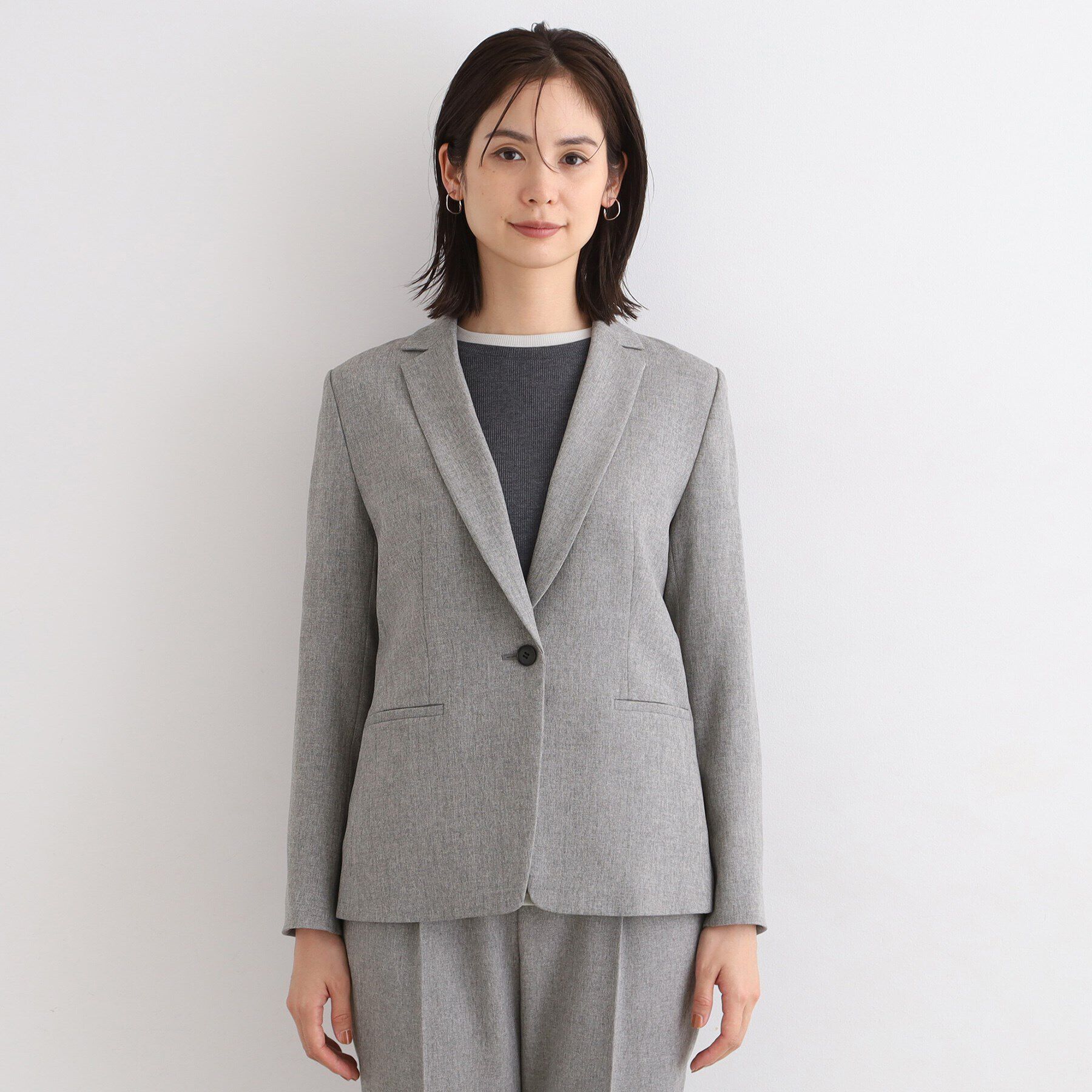 INDIVI「【定番スーツ／洗える／メランジ】ウールライクテーラードジャケット」|スーツ|