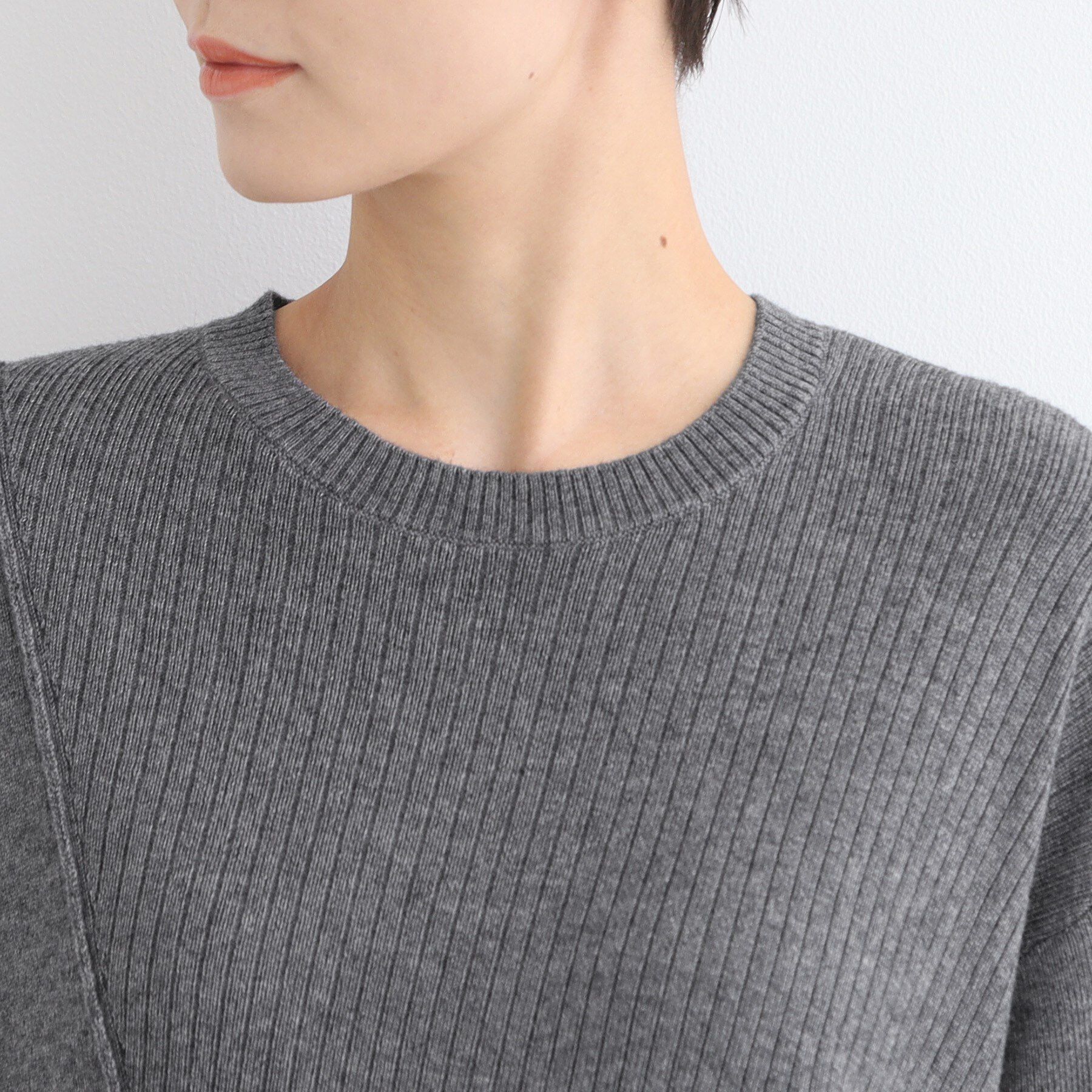 INDIVI「【洗える／ウール混】アシンメトリーデザインニット」|ニット・セーター|