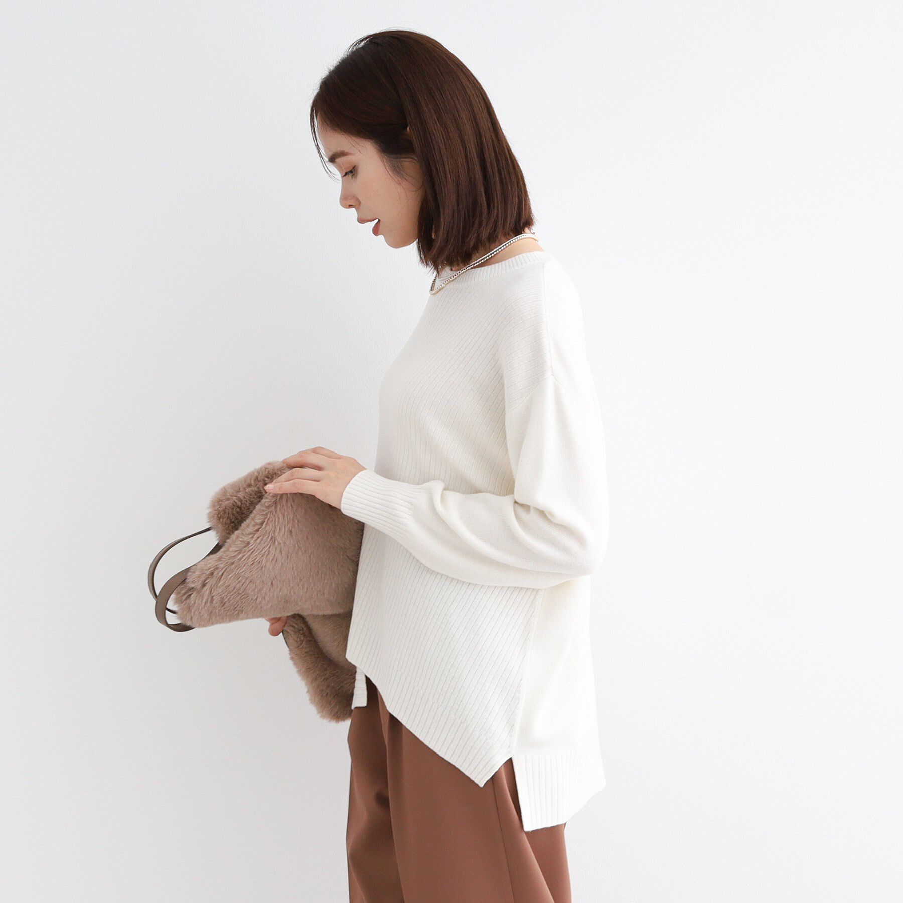 INDIVI「【洗える／ウール混】アシンメトリーデザインニット」|ニット・セーター|