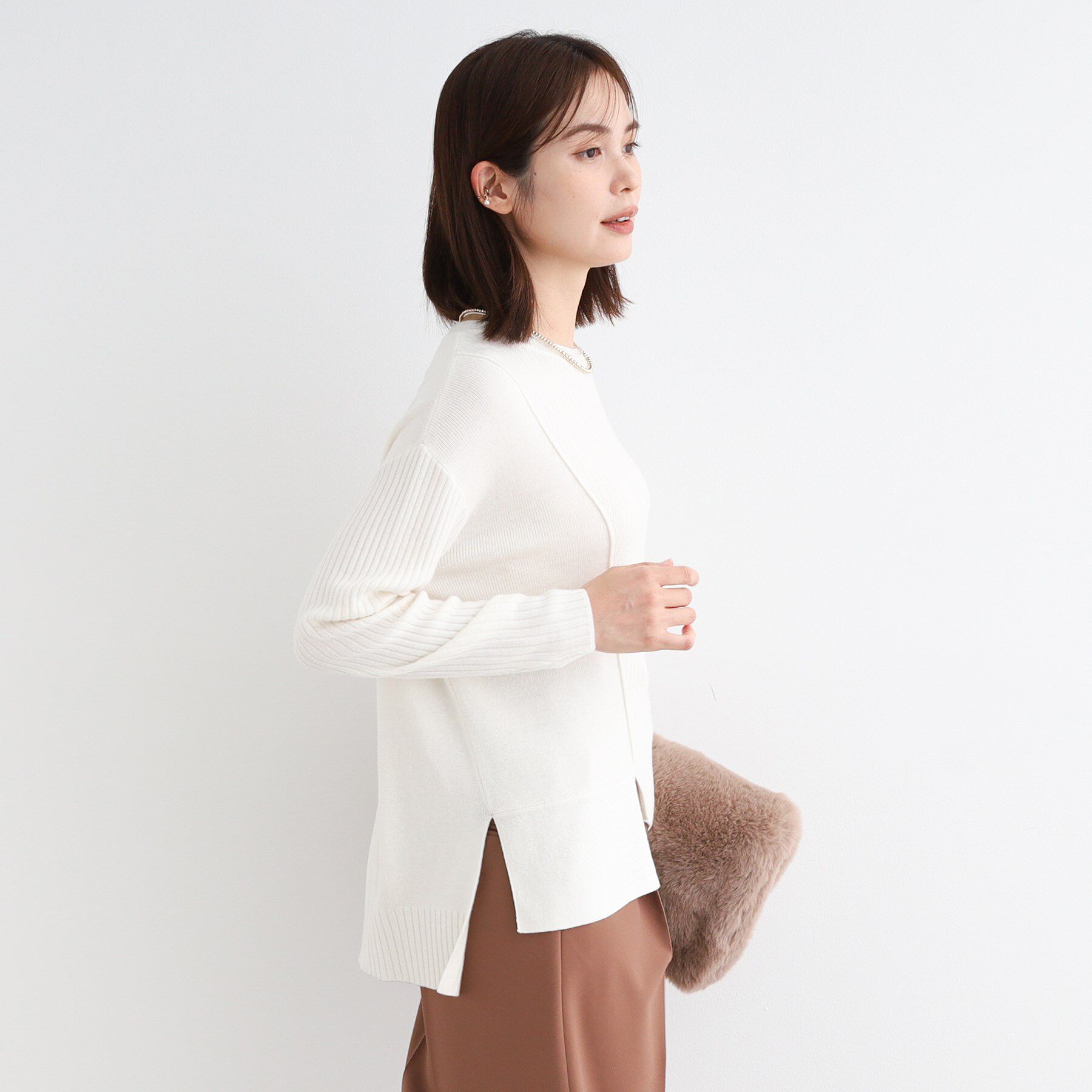 INDIVI「【洗える／ウール混】アシンメトリーデザインニット」|ニット・セーター|