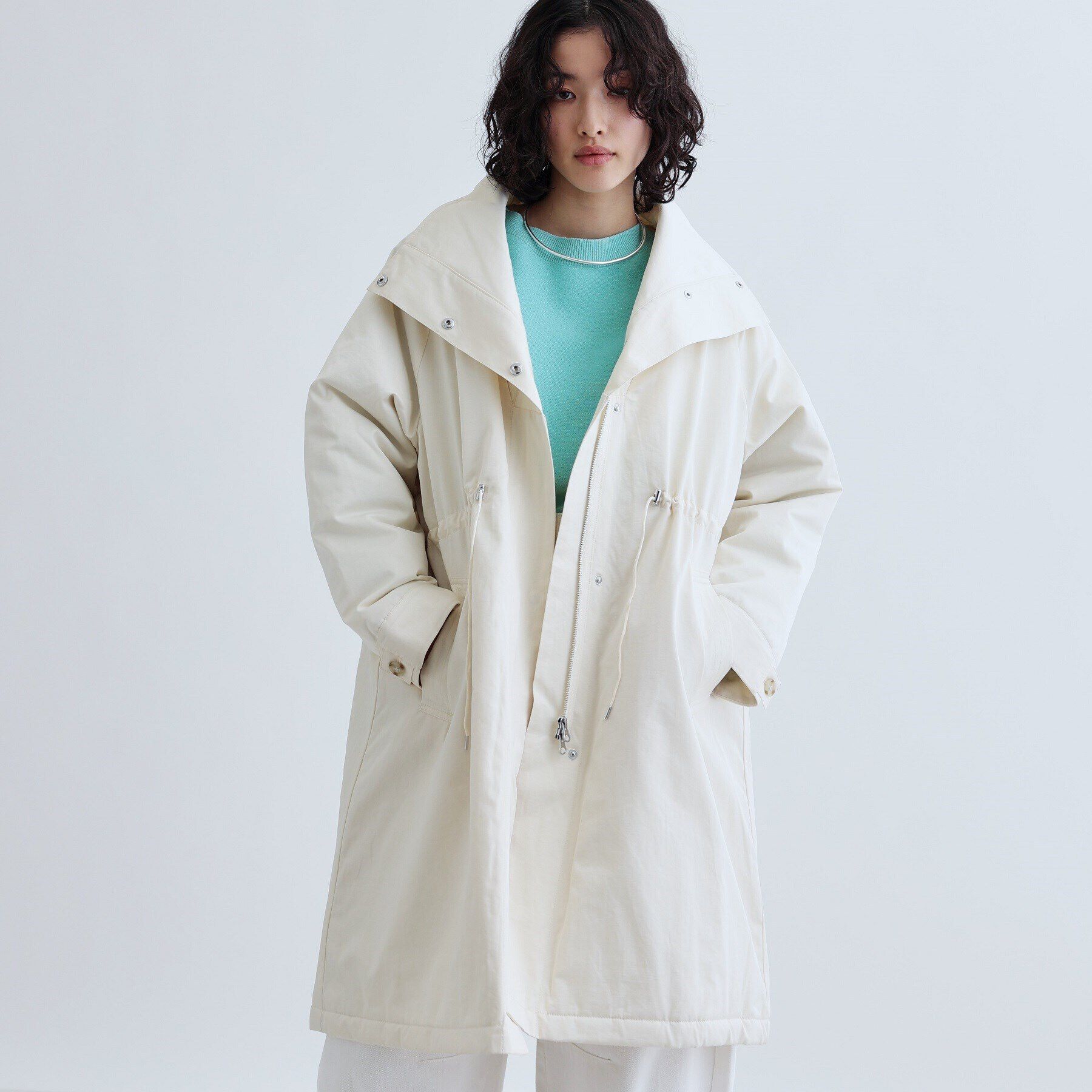 GALLEST「スタンドカラードロストギャバコート/モッズコート」|ダウン|アイボリー(004)