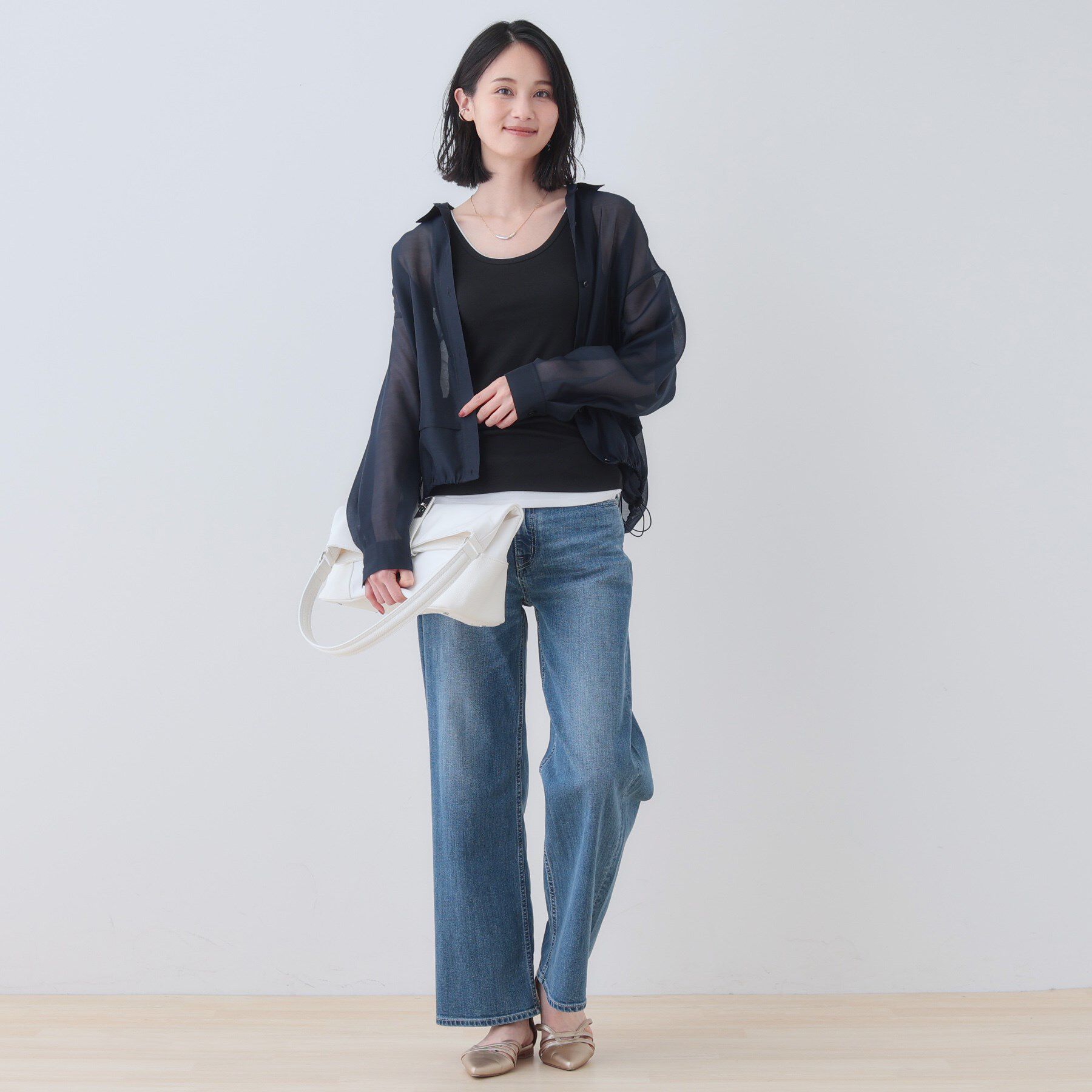 INDIVI「【洗える／ドロスト付】トレンドシアーシャツ」|シャツ・ブラウス|