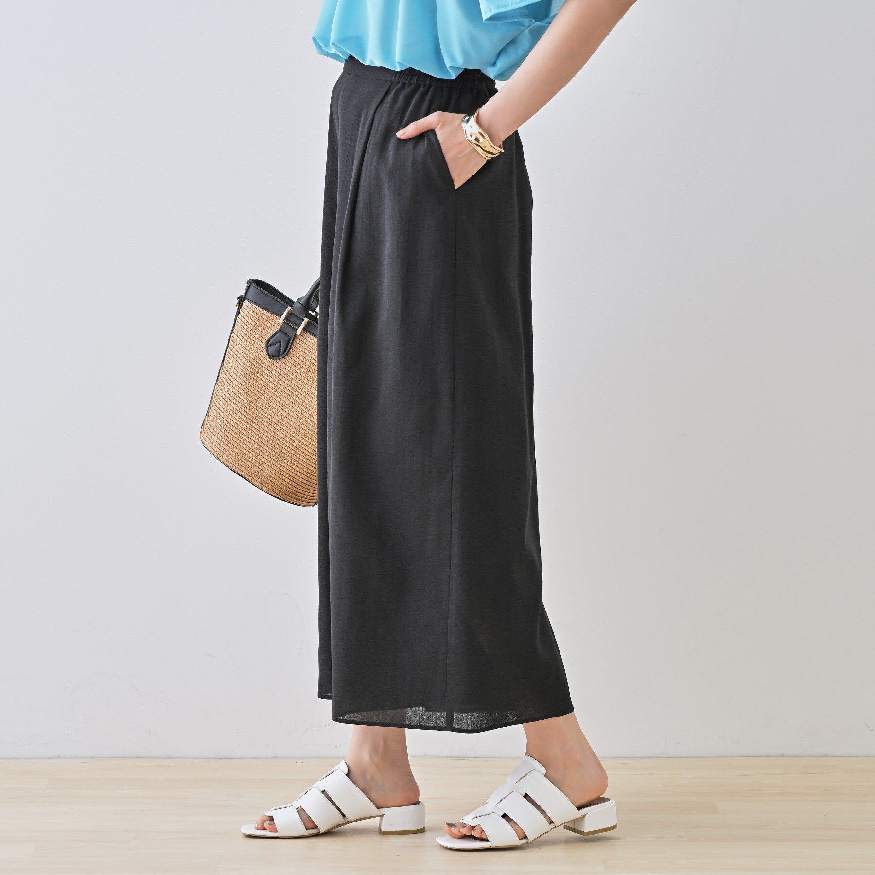 INDIVI「【洗える／清涼感◎】ワイドフレアパンツ／スカーチョ」|その他|