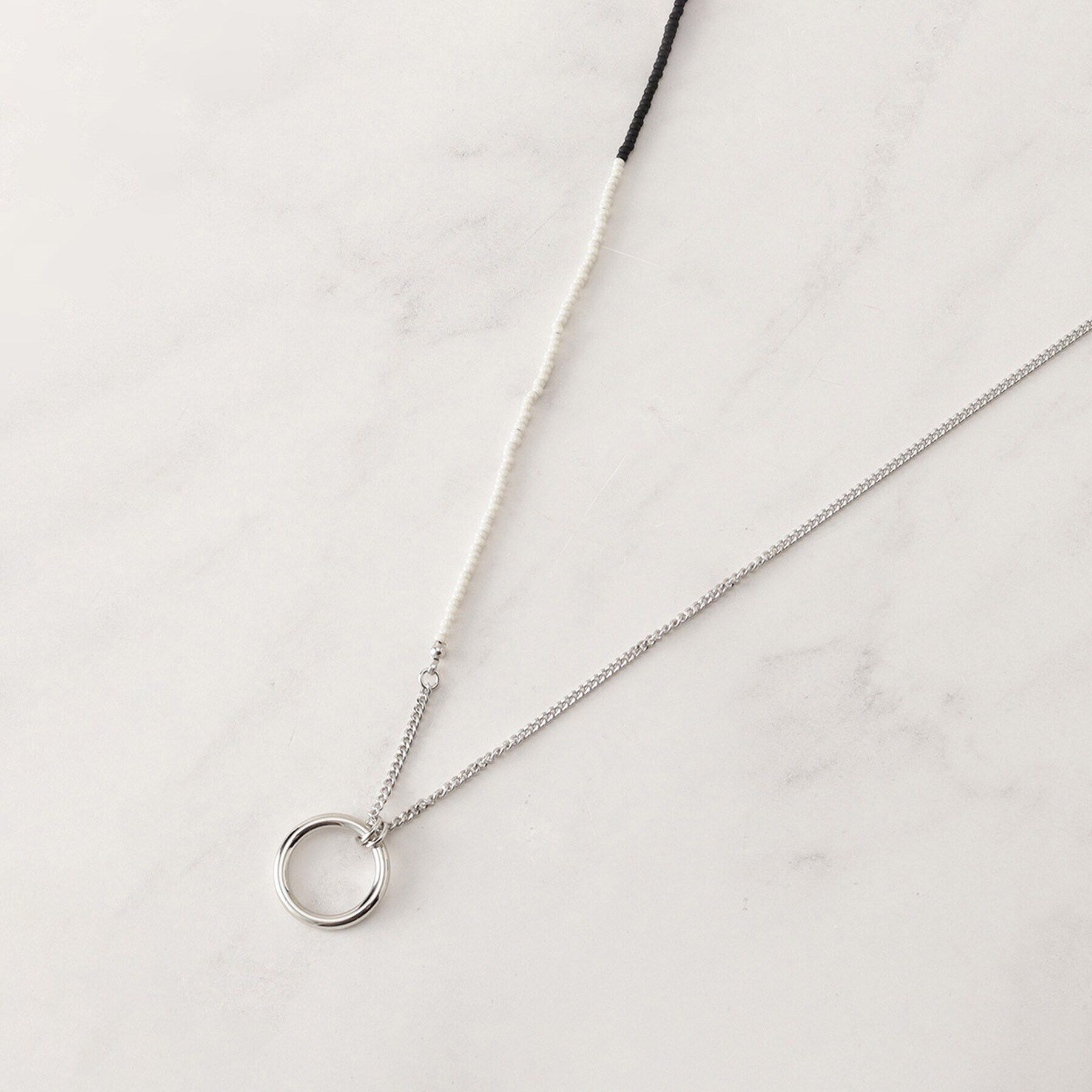 TAKEO KIKUCHI「ビーズコンビ リングネックレス」|ネックレス|ホワイト(501)