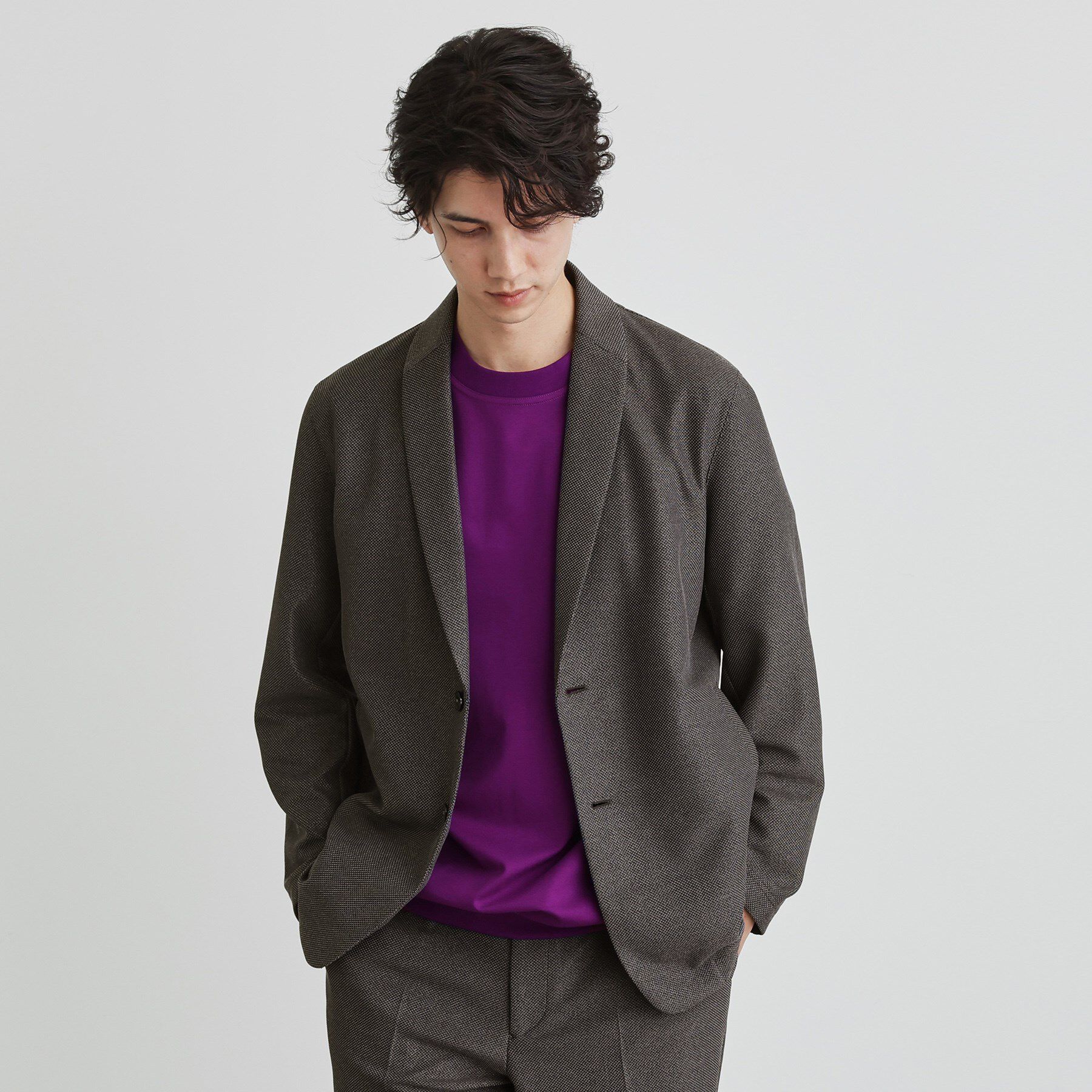 TAKEO KIKUCHI「【尾州織】後染め ドビーメッシュ ショール羽織り」|カーディガン|