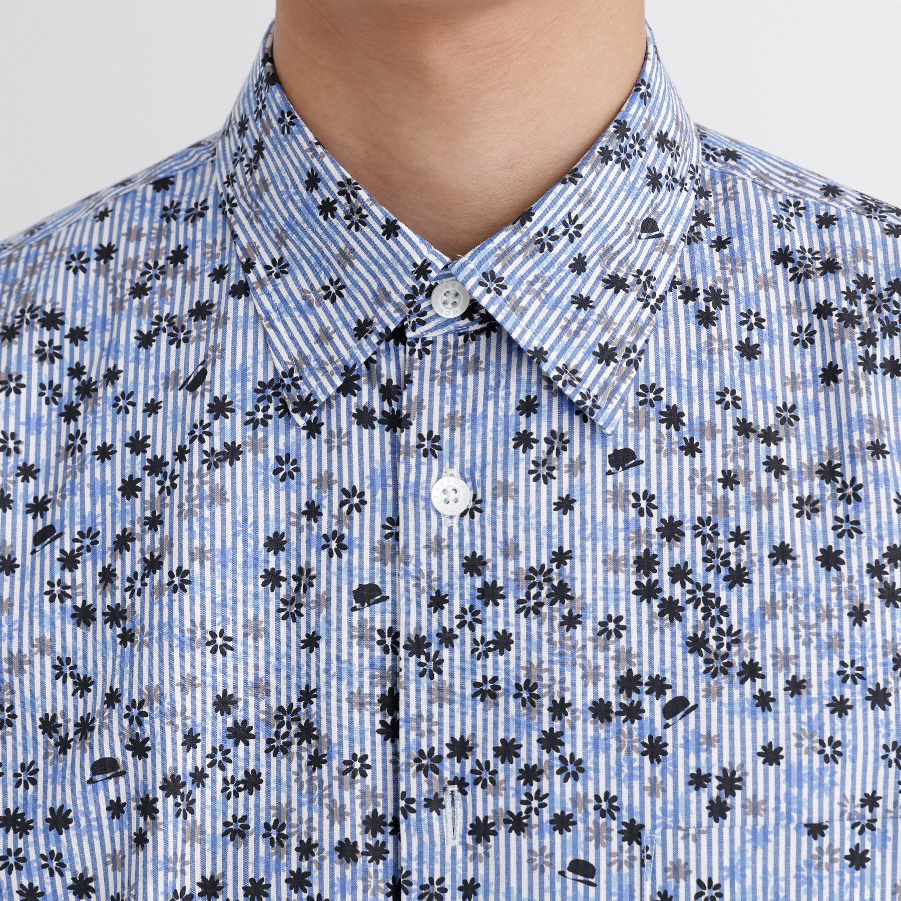 TAKEO KIKUCHI「ストライプ小花プリント 半袖シャツ」|シャツ・ブラウス|