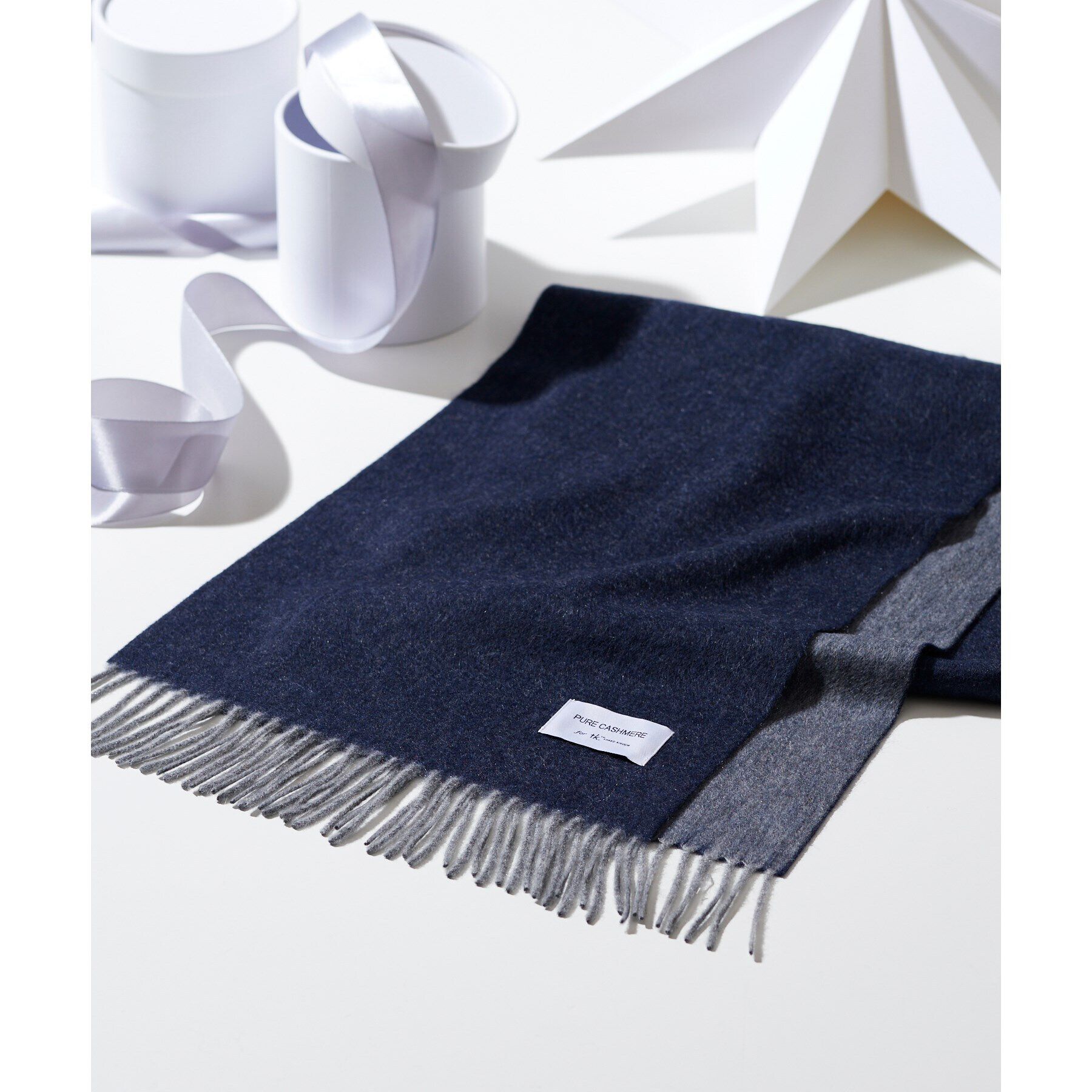 tk.TAKEO KIKUCHI「【カシミヤ100%】ピュアカシミヤリバーシブルマフラー」|ストール|ブルー(093)