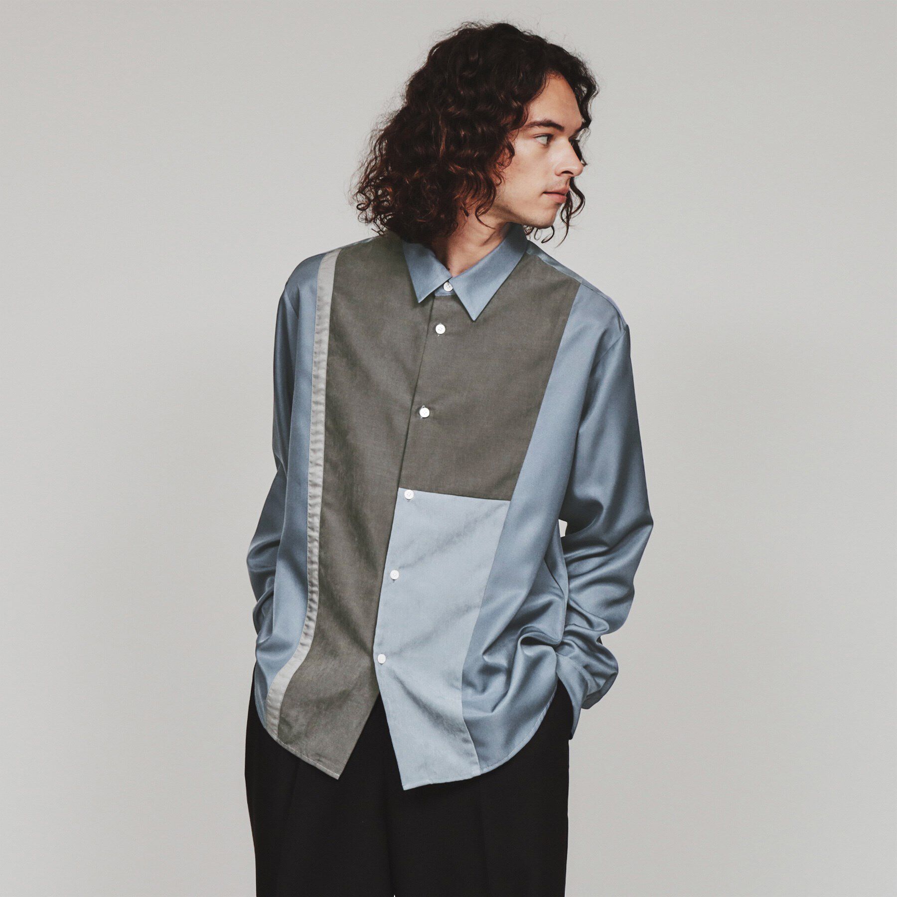 tk.TAKEO KIKUCHI「ヌバックスイッチシャツ」|シャツ・ブラウス|ブルー(592)