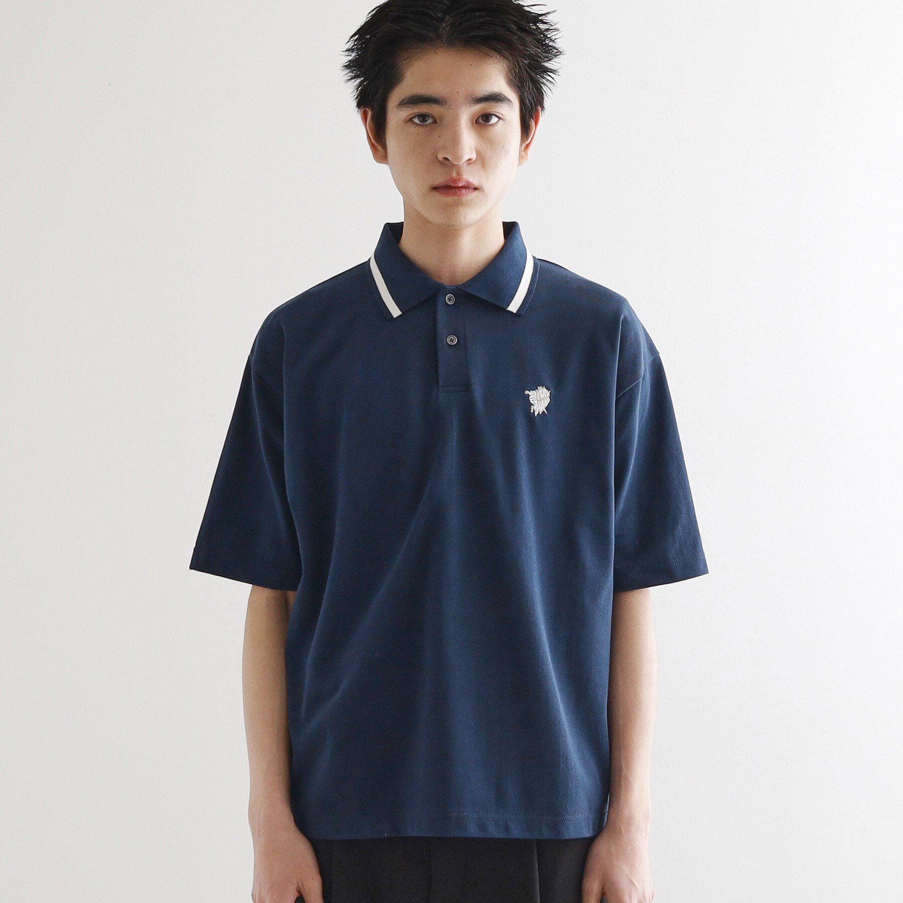 tk.TAKEO KIKUCHI「ハートエンブロ鹿の子ポロシャツ」|ポロシャツ|