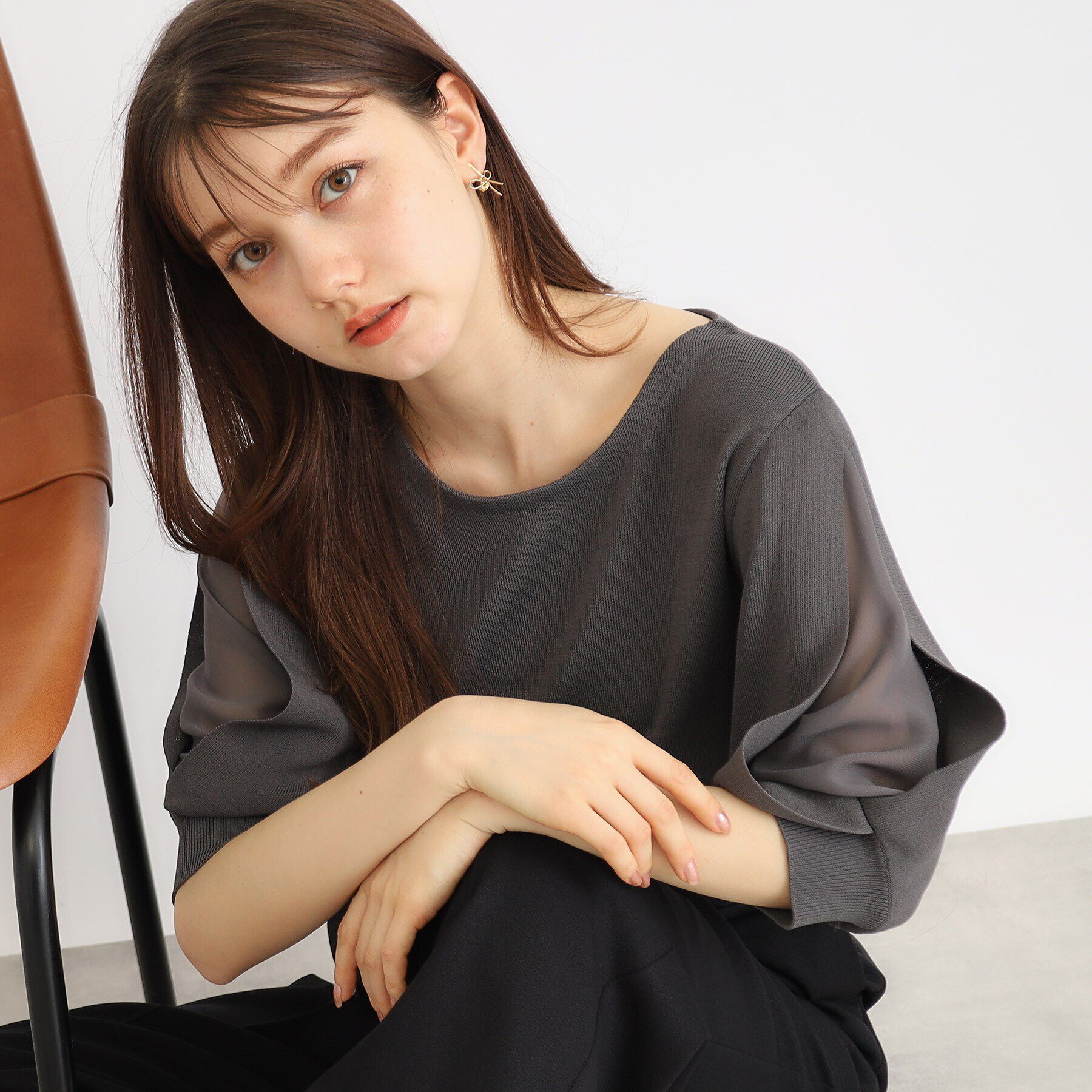 index「クールタッチデザインスリーブニット【洗濯機洗い可/抗ピル/接触冷感】」|ニット・セーター|