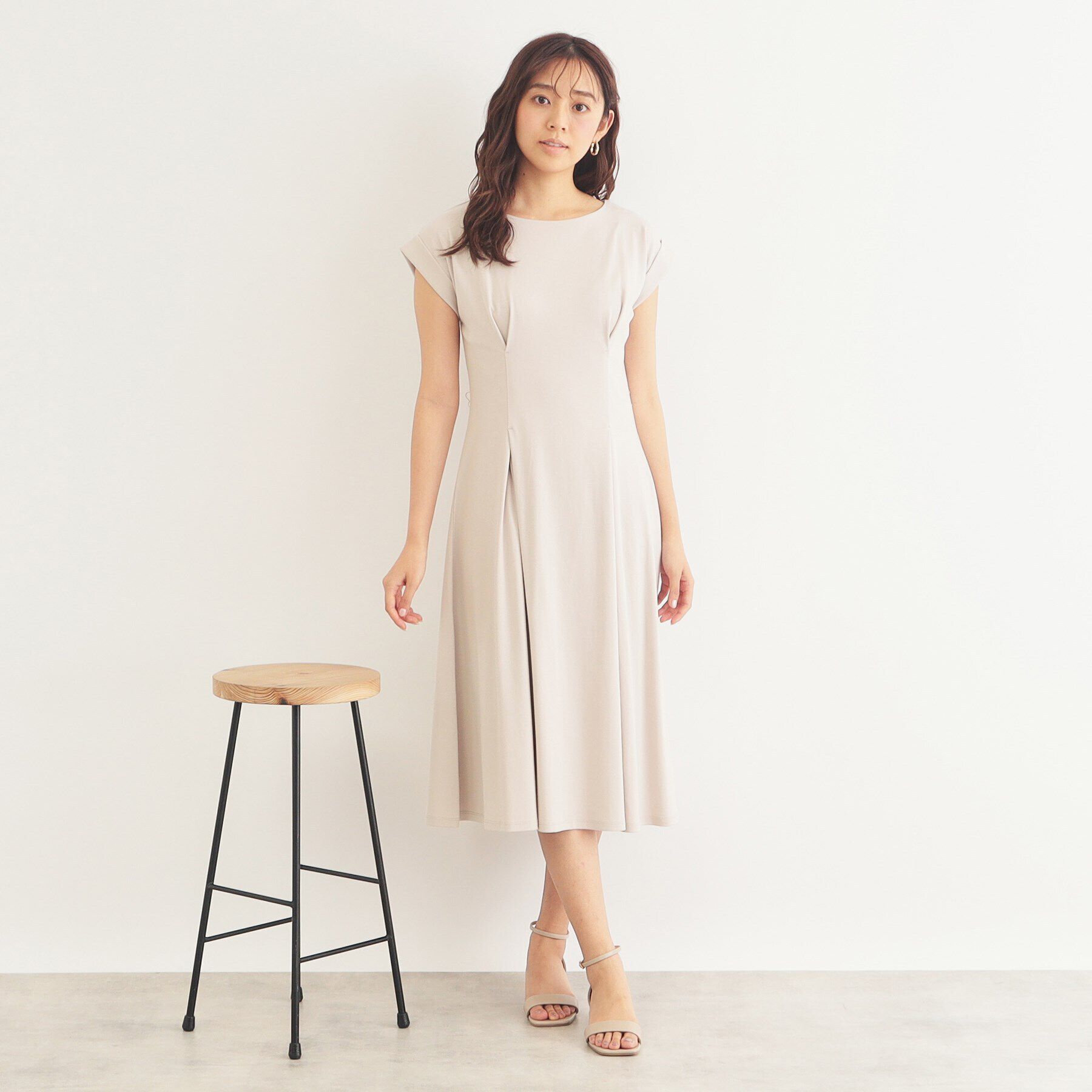 index「《5color/S-LLsize》UV ウエストタックフレアワンピース【接触冷感/洗濯機洗い可】」|ワンピース|