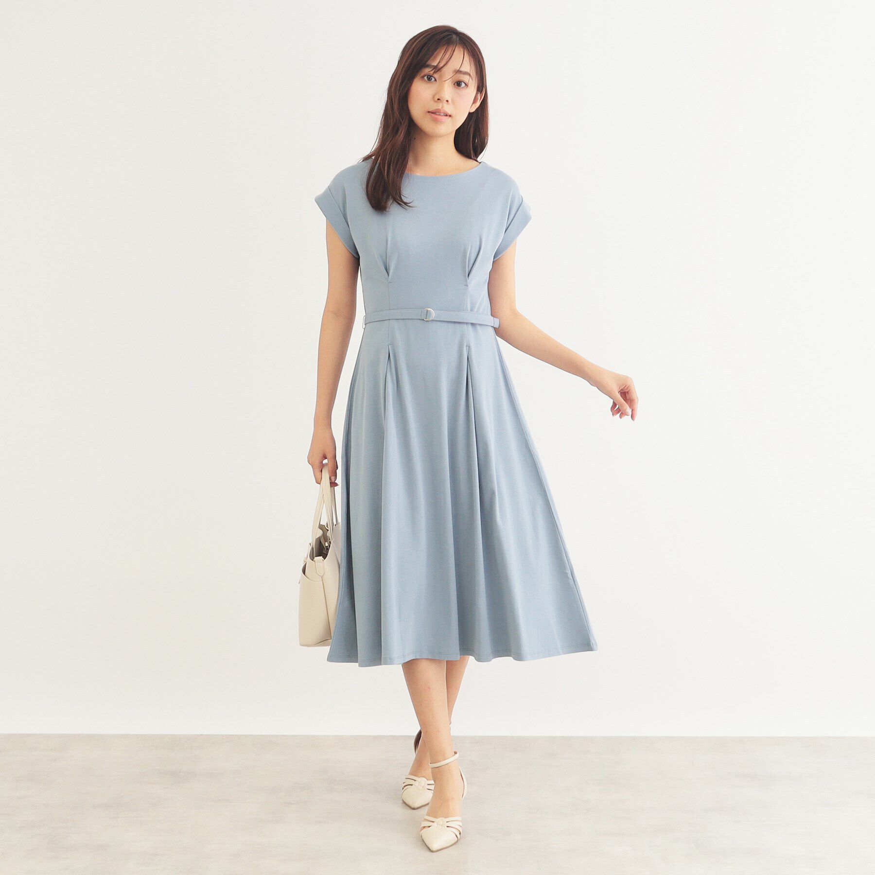 index「《5color/S-LLsize》UV ウエストタックフレアワンピース【接触冷感/洗濯機洗い可】」|ワンピース|