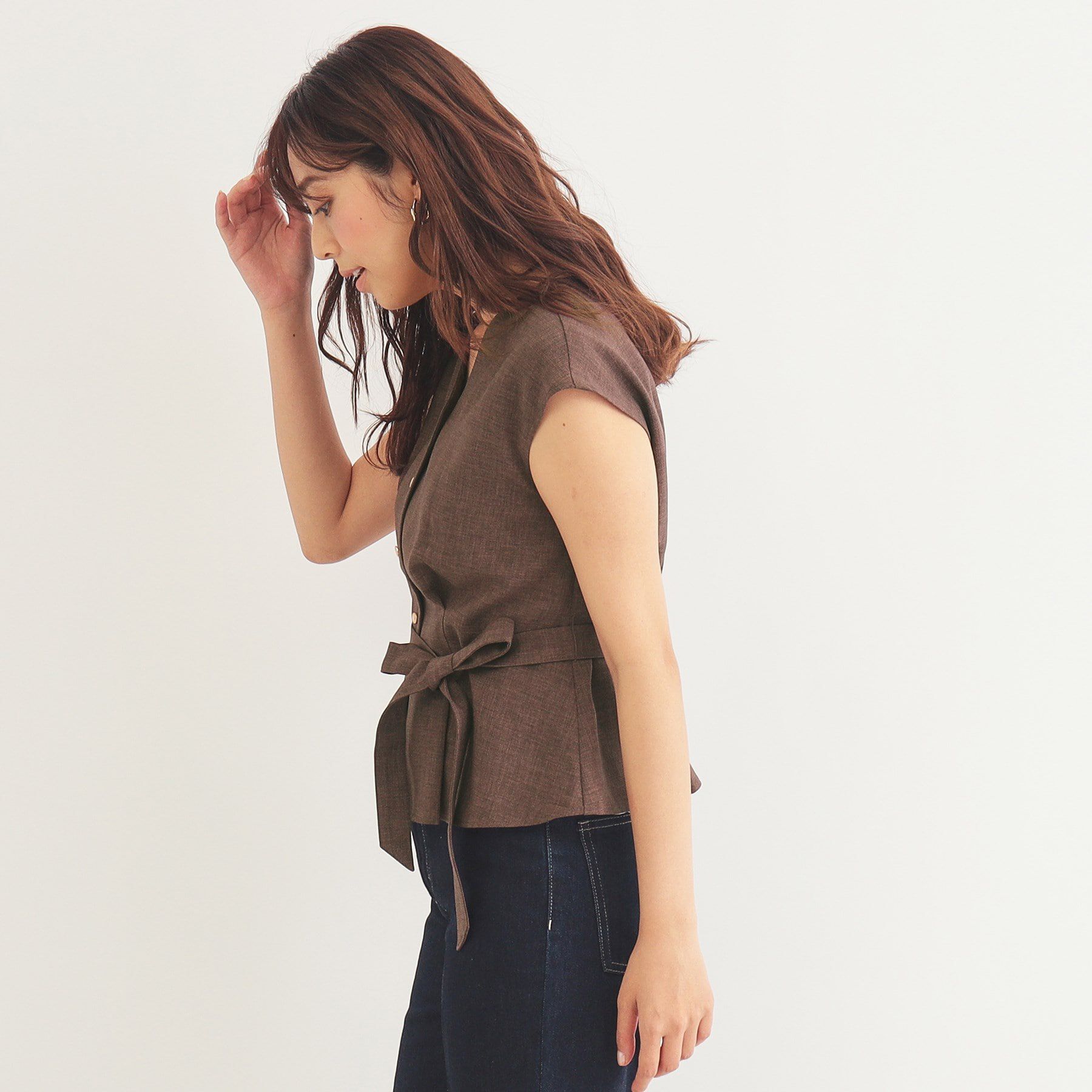 index「《美人百花掲載》リネンタッチ フレンチリボンブラウス/セットアップ対応【洗濯機洗い可/イージーアイロ」|シャツ・ブラウス|