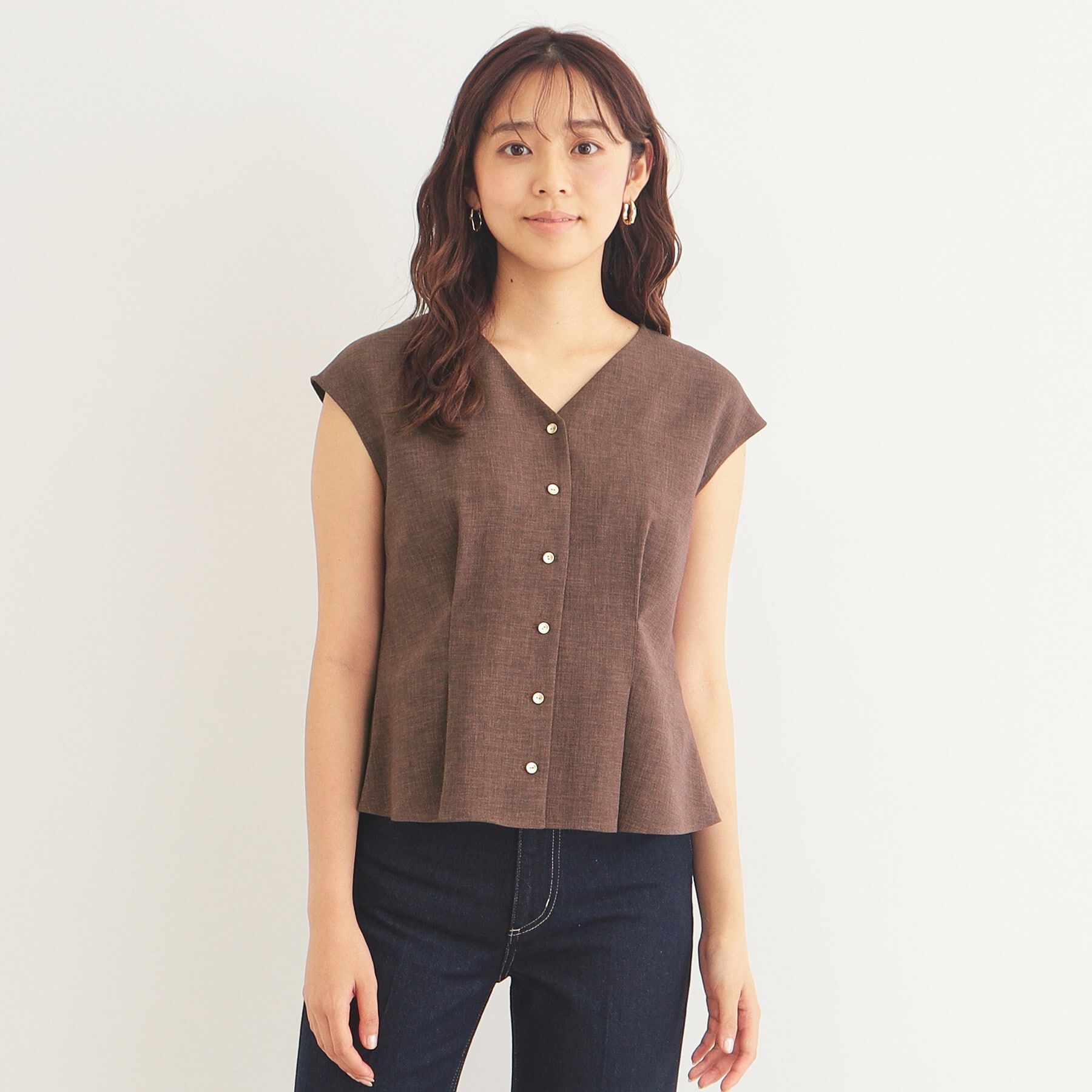 index「《美人百花掲載》リネンタッチ フレンチリボンブラウス/セットアップ対応【洗濯機洗い可/イージーアイロ」|シャツ・ブラウス|