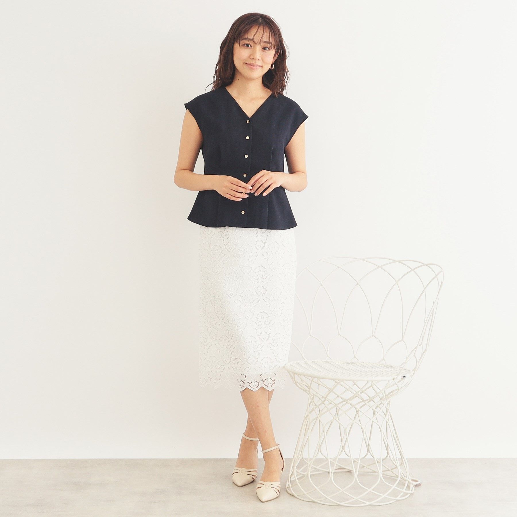 index「《美人百花掲載》リネンタッチ フレンチリボンブラウス/セットアップ対応【洗濯機洗い可/イージーアイロ」|シャツ・ブラウス|