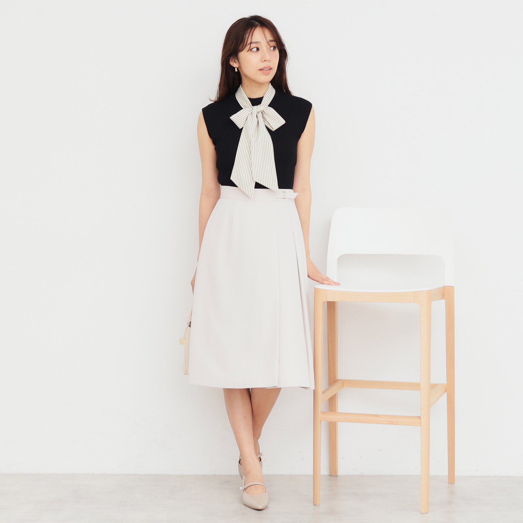 index「《美人百花掲載》スカーフ付きフレンチリブニット【洗濯機可】」|ニット・セーター|