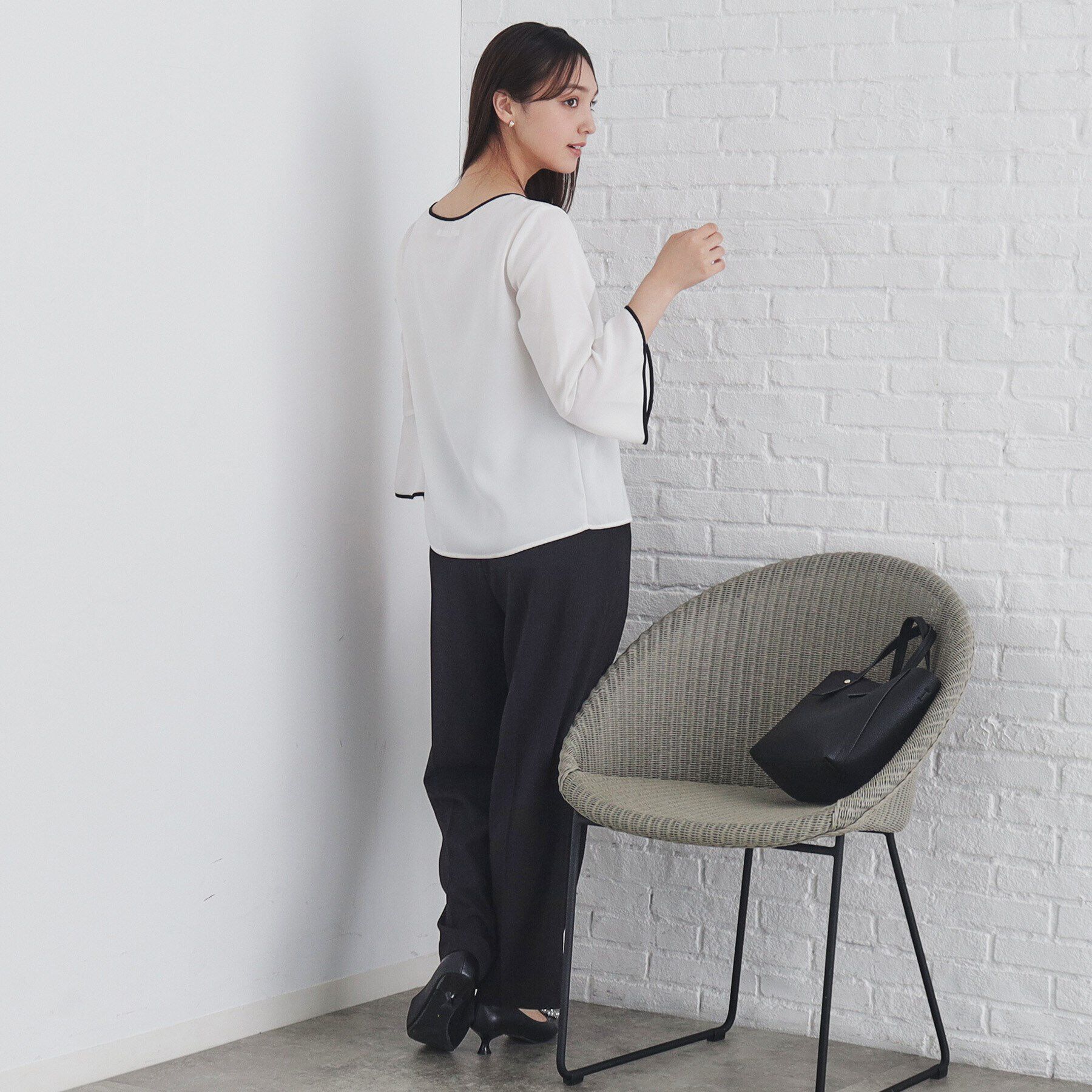 index「バイカラーフレアスリーブブラウス【洗濯機洗い可】」|シャツ・ブラウス|