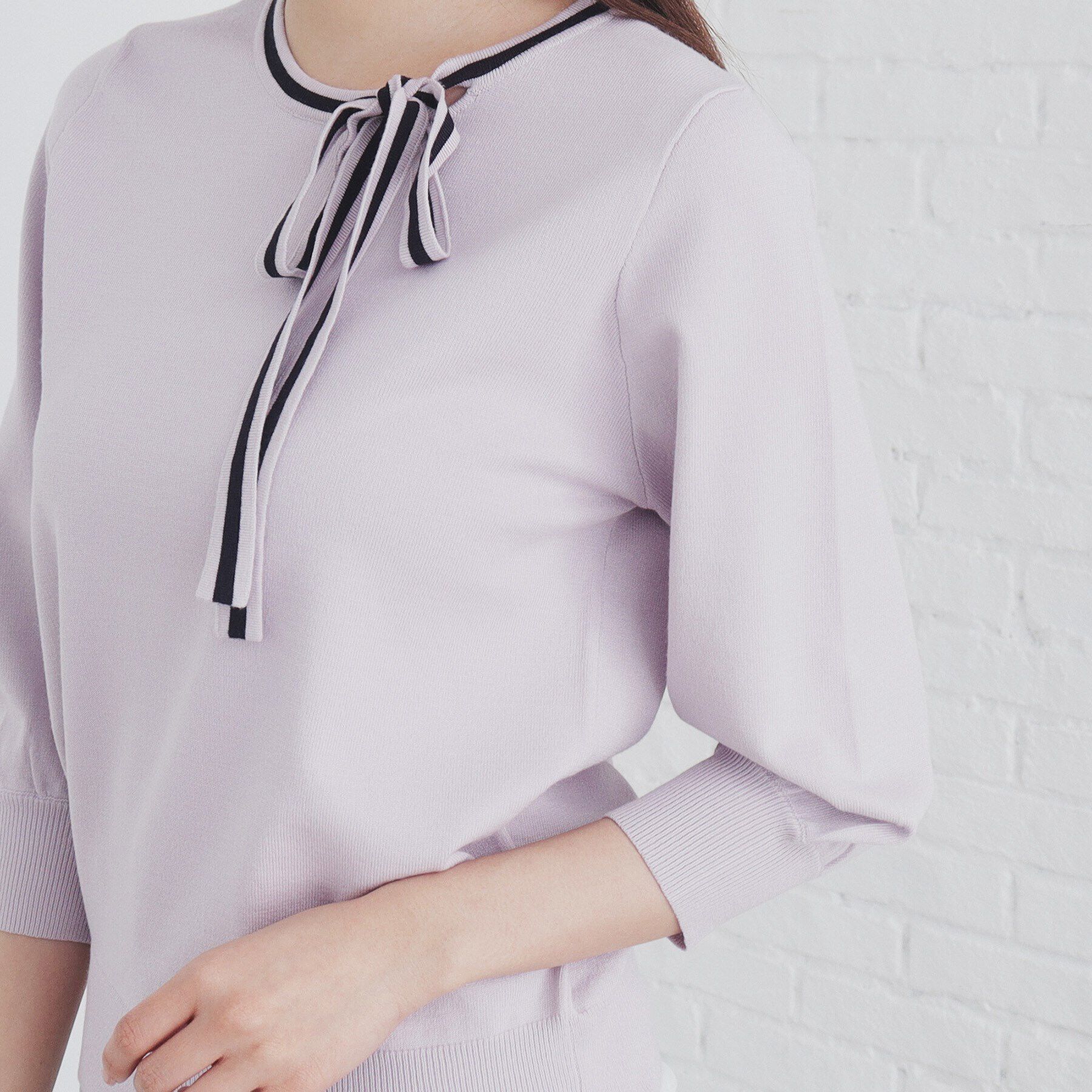 index「バイカラーボウタイプルニット【洗濯機洗い可】」|ニット・セーター|