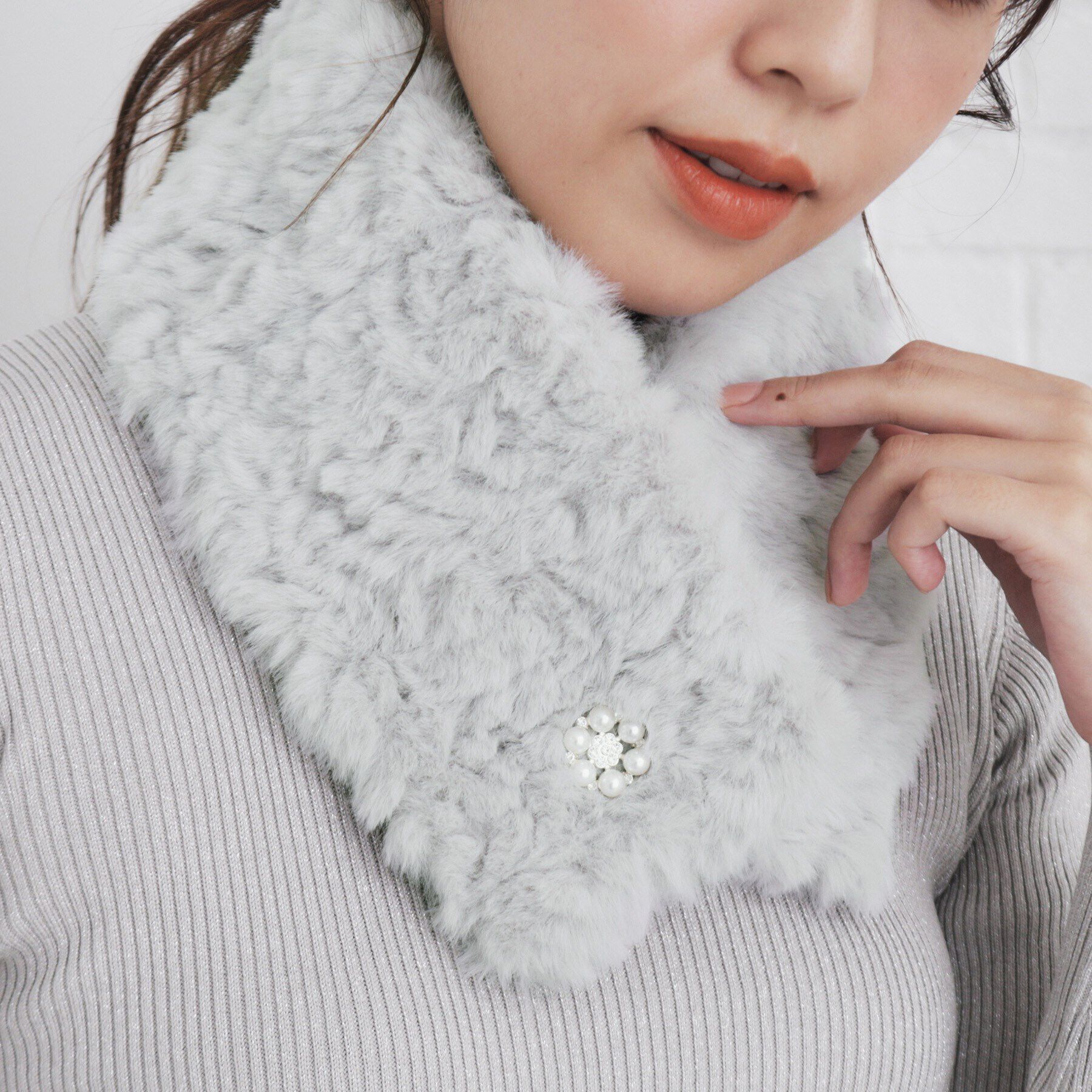 index「ビジュー付きファーティペット」|ストール|