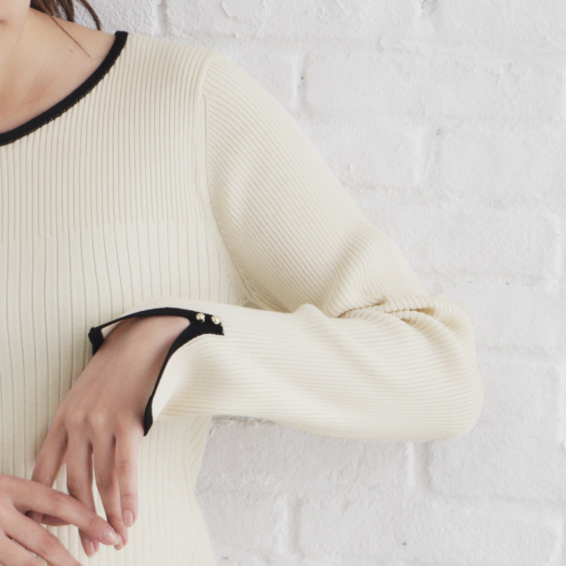 index「スリットスリーブバイカラーリブニット【洗濯機洗い可】」|ニット・セーター|