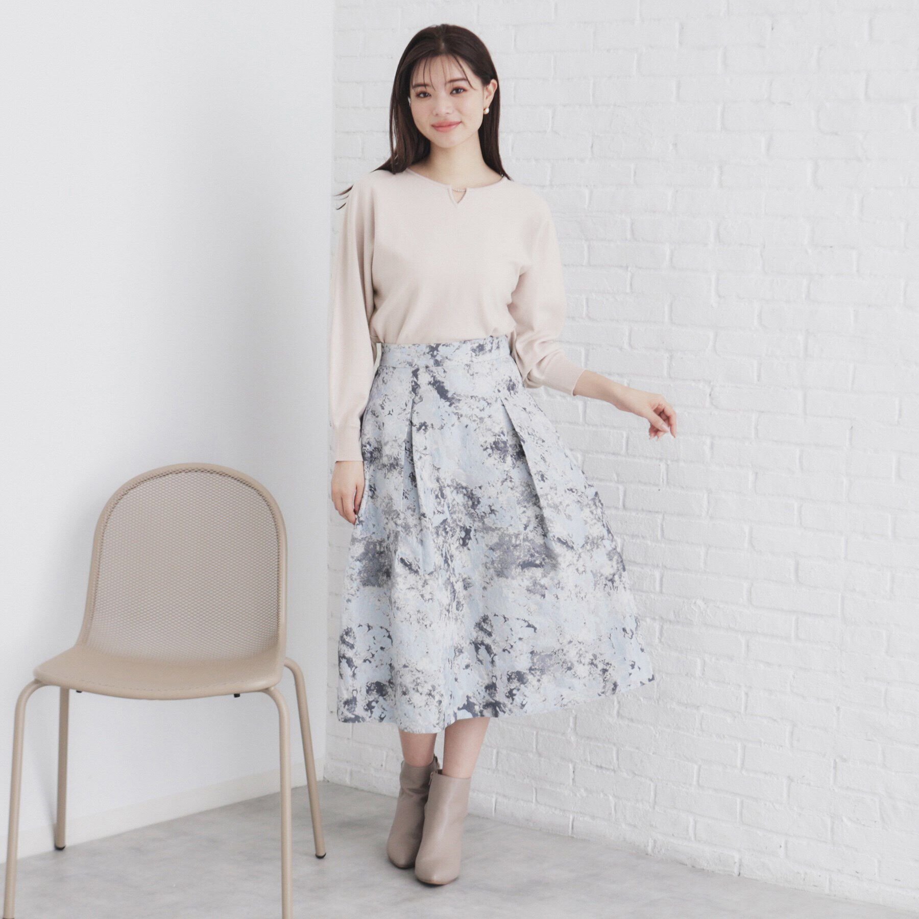 index「《5color/XS-LL》キーネックビジュードルマンニット【洗濯機洗い可】」|ニット・セーター|