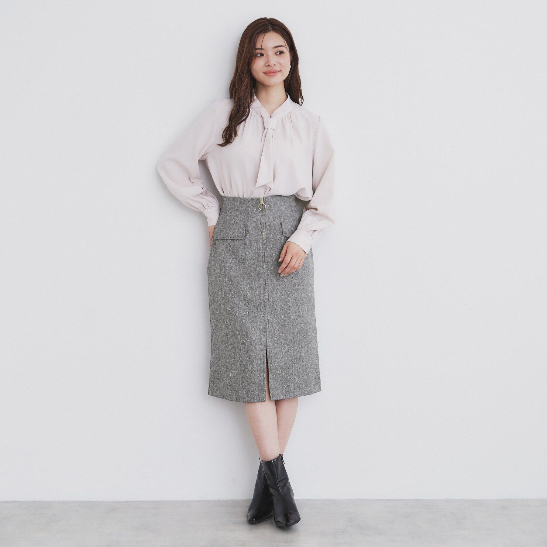 index「ツイード調ジップタイトスカート【洗濯機洗い可/防シワ】」|スカート|