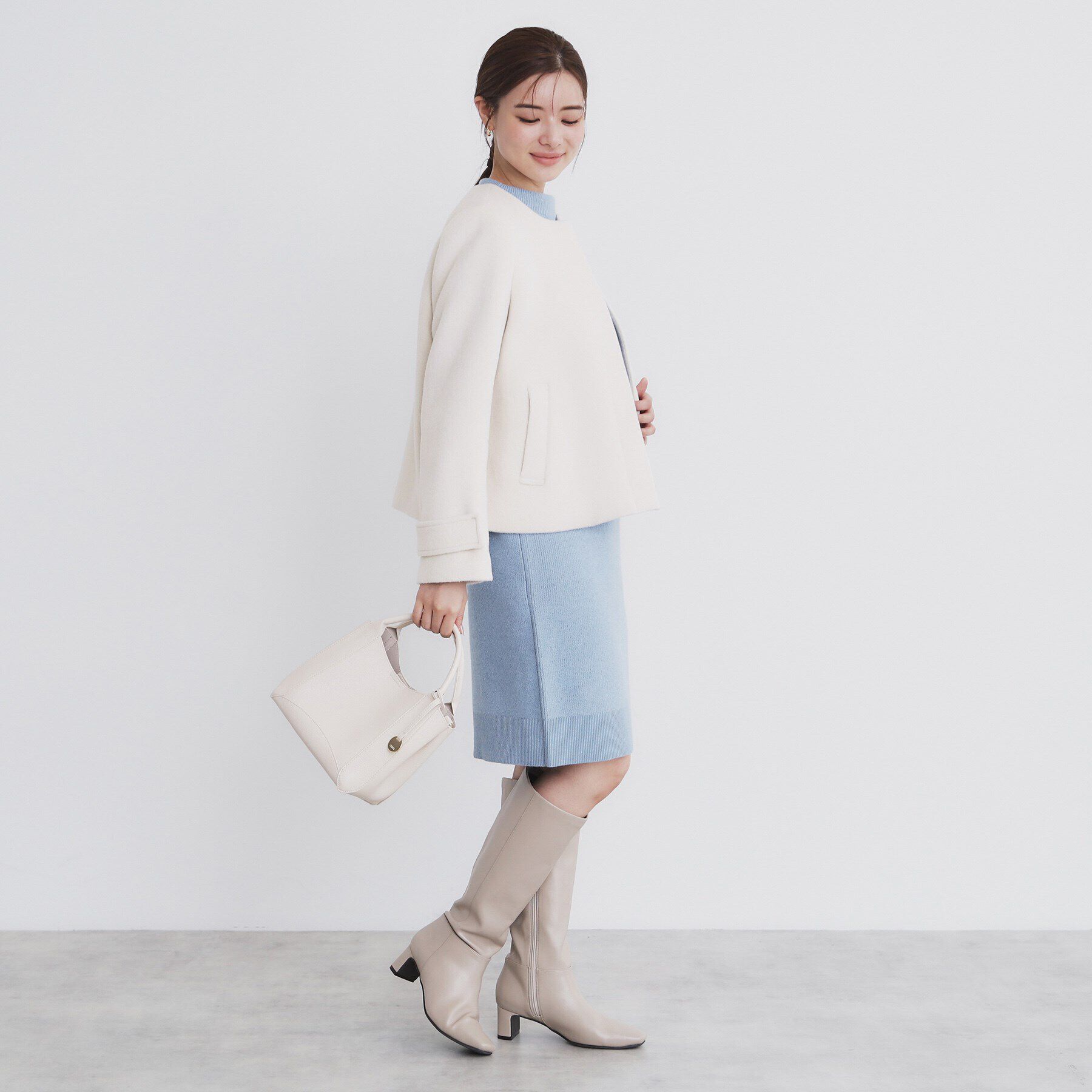 index「《5color/XS-LLsize》ウール混ノーカラーショートコート」|ノーカラーコート|