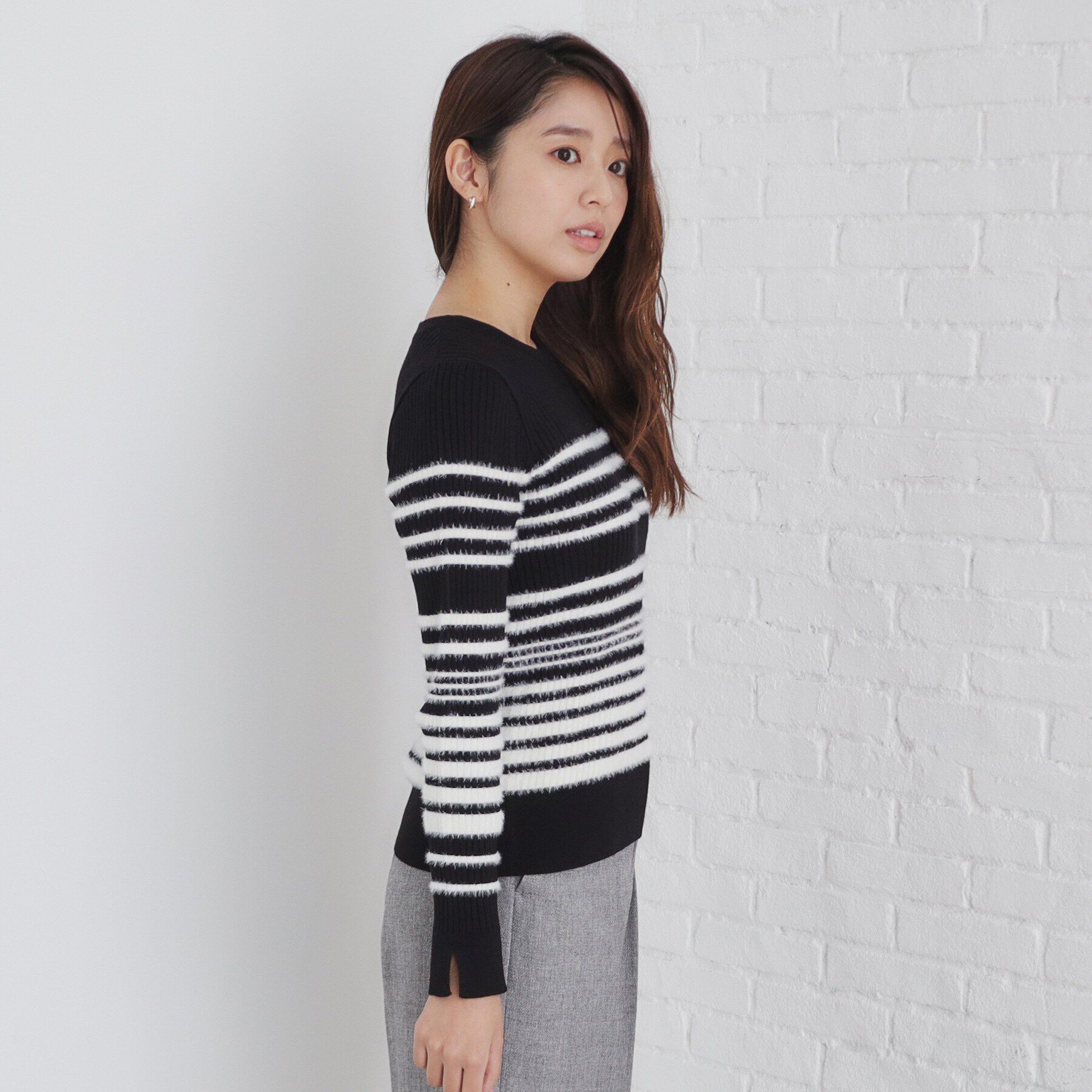 index「フェザーランダムボーダーリブニット【洗濯機洗い可】」|ニット・セーター|