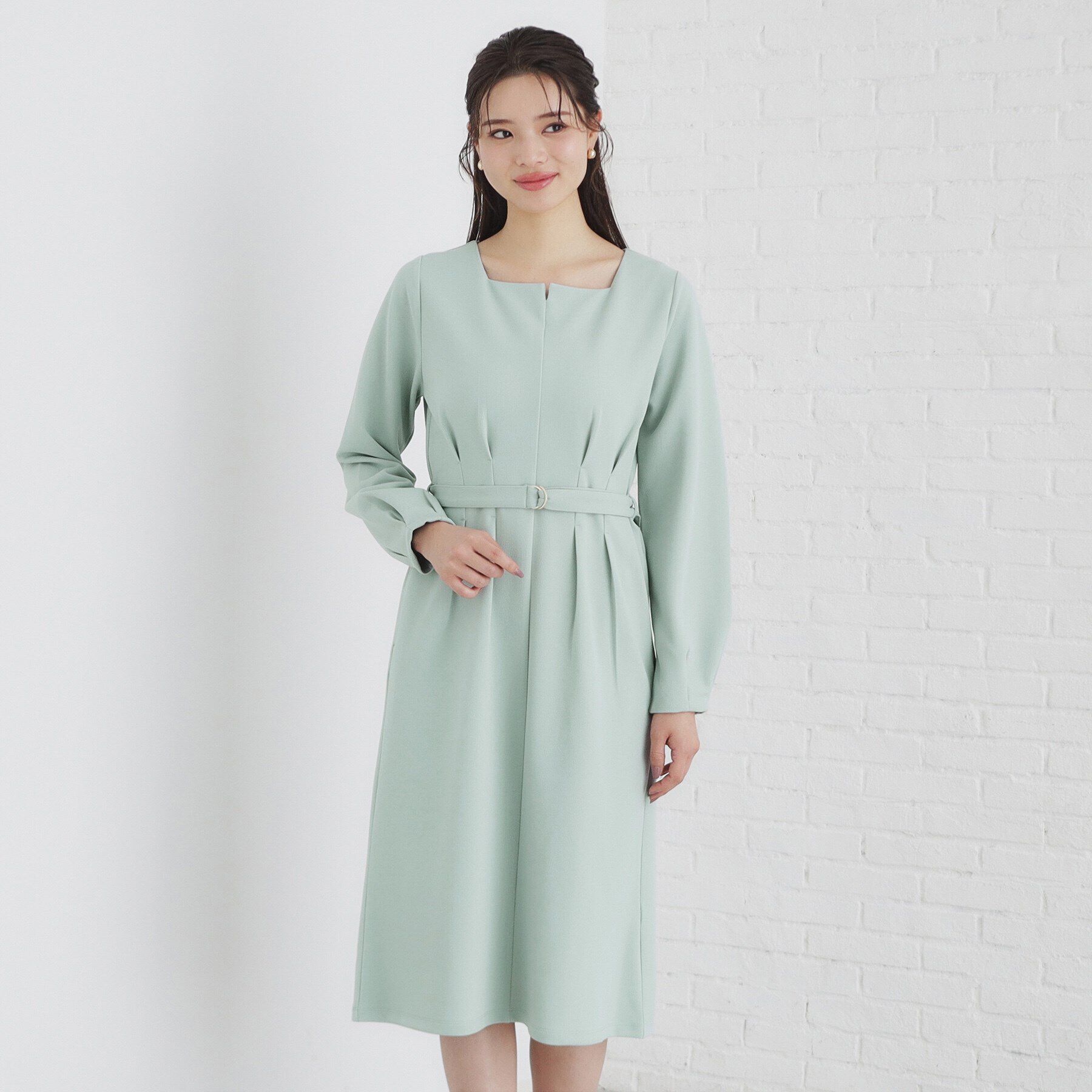 index「ストレッチウエストタックワンピース【洗濯機洗い可/抗ピル/防シワ】」|ワンピース|