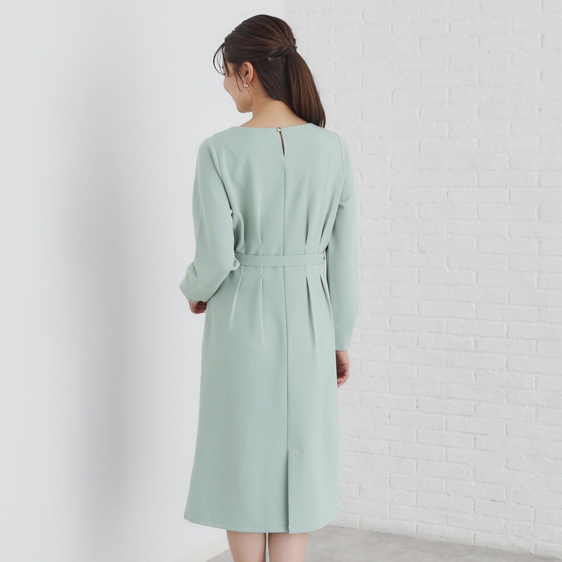 index「ストレッチウエストタックワンピース【洗濯機洗い可/抗ピル/防シワ】」|ワンピース|