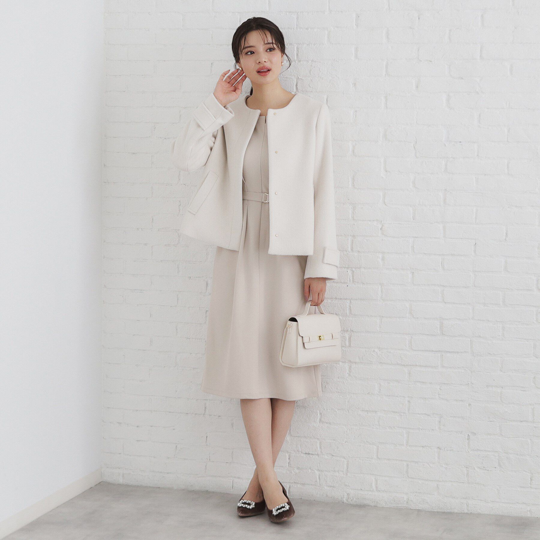 index「ストレッチウエストタックワンピース【洗濯機洗い可/抗ピル/防シワ】」|ワンピース|