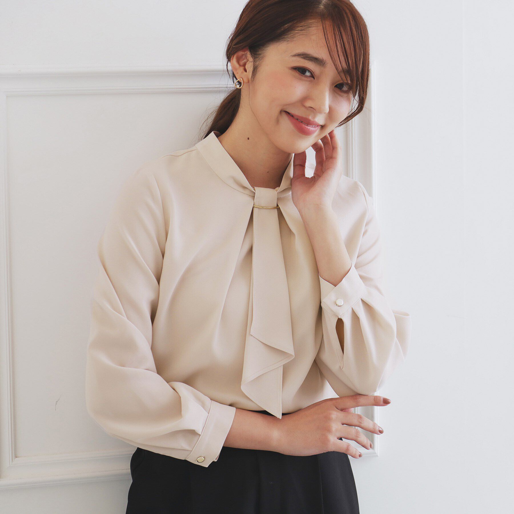 index「《XS-LLsize》通勤・セレモニー対応/ボウタイブラウス/取り外しパーツ付き 【洗濯機洗い可/防」|シャツ・ブラウス|