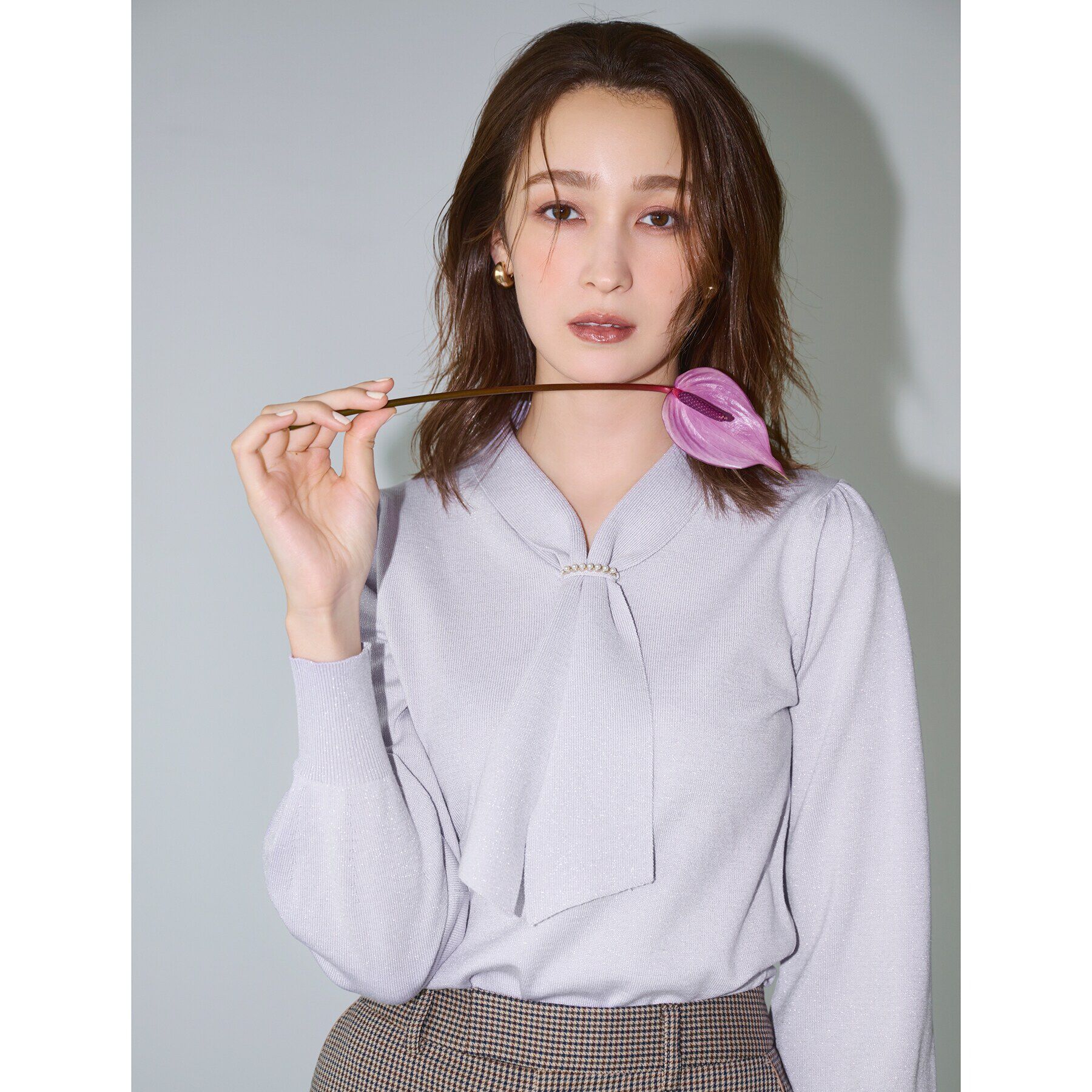 index「《8color/XS-LLsize》パール調パーツ付き ボウタイニット【洗濯機可】」|ニット・セーター|